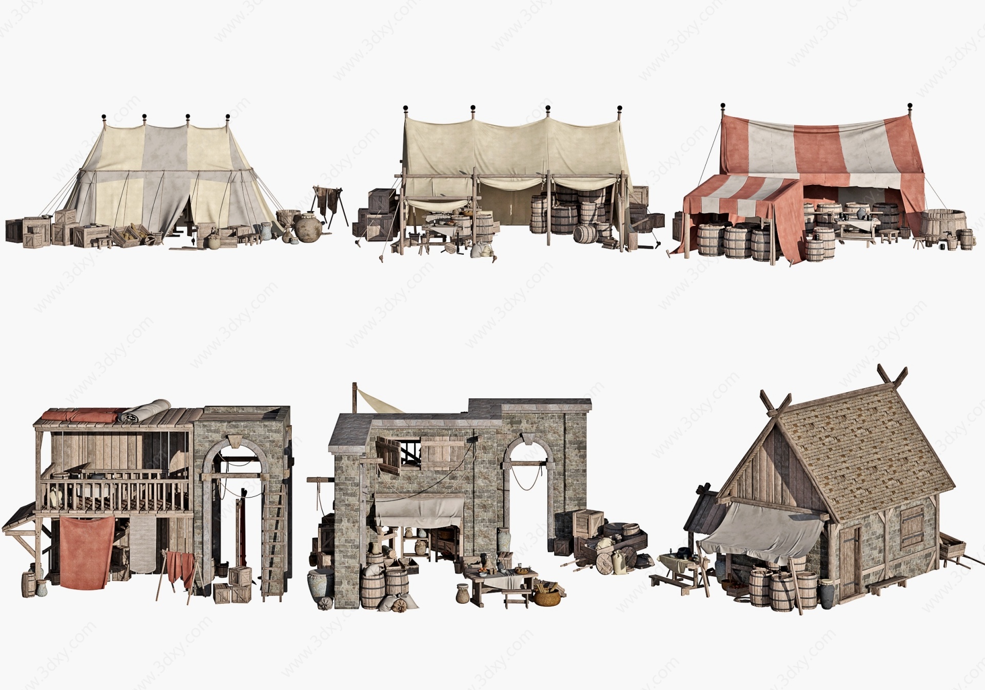 北欧中世纪建筑房屋住宅3D模型