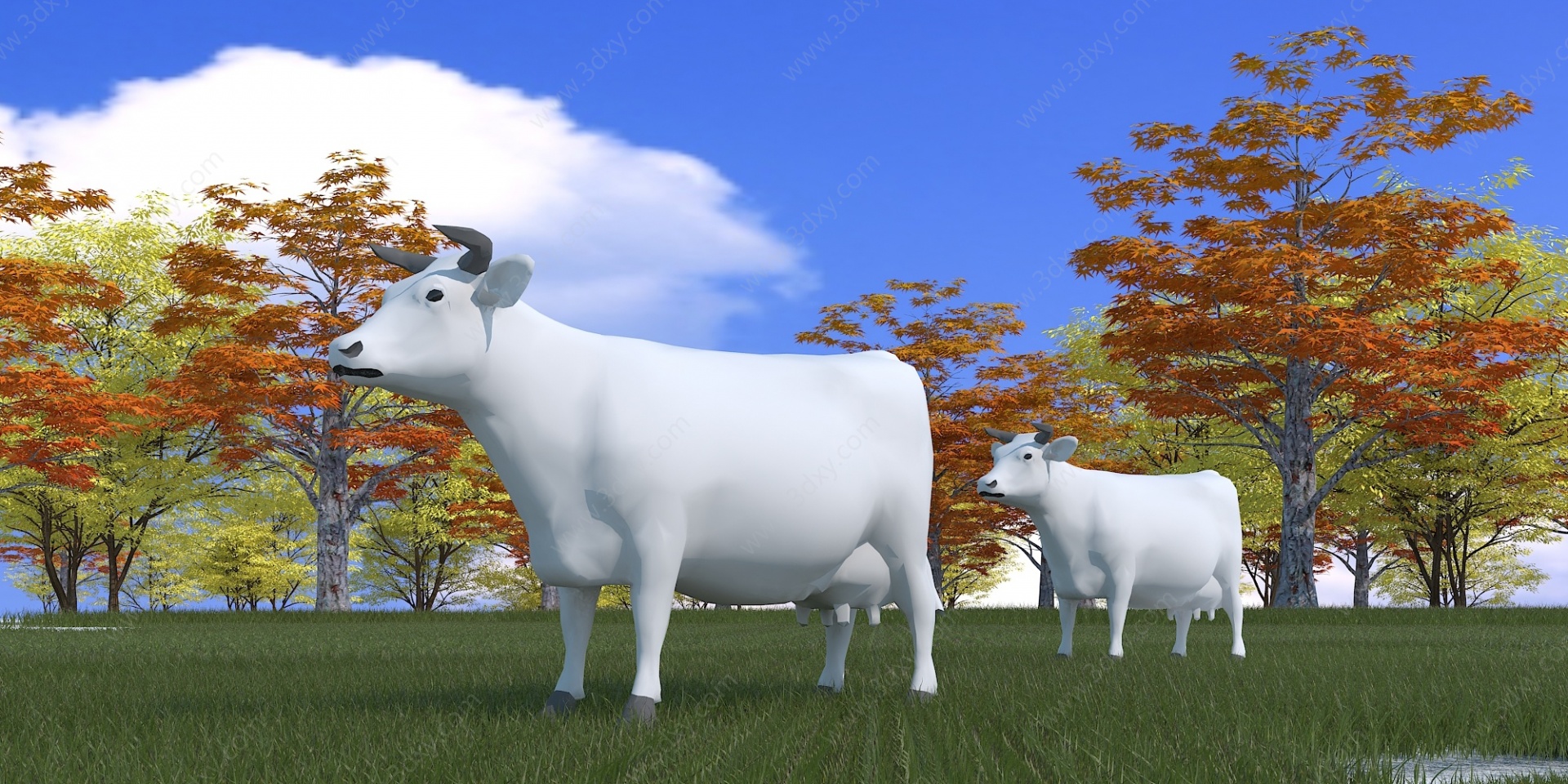 现代艺术雕塑小品牛3D模型