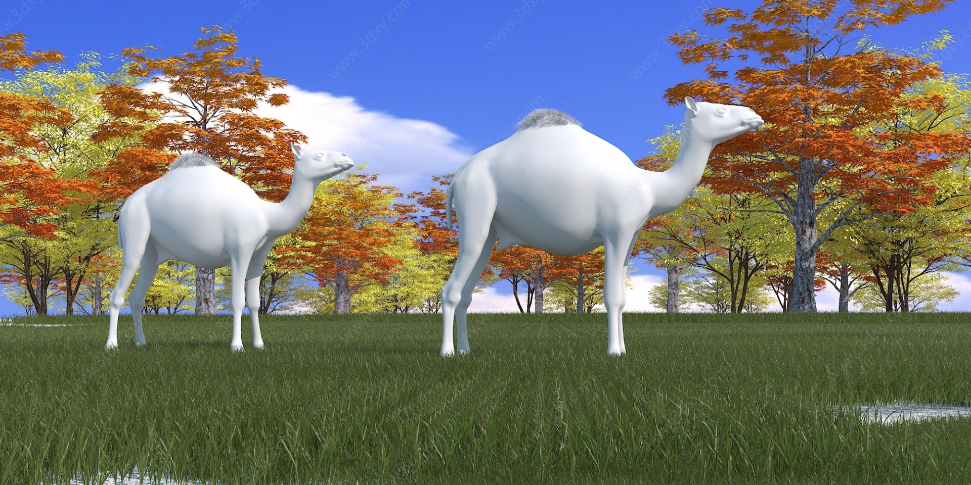 现代艺术雕塑小品骆驼3D模型