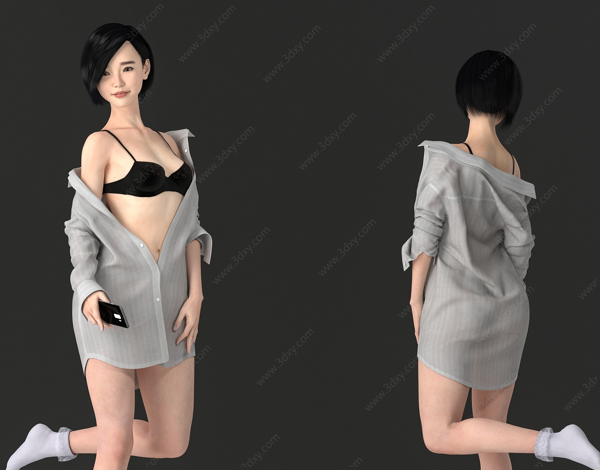 现代衬衣美女3D模型