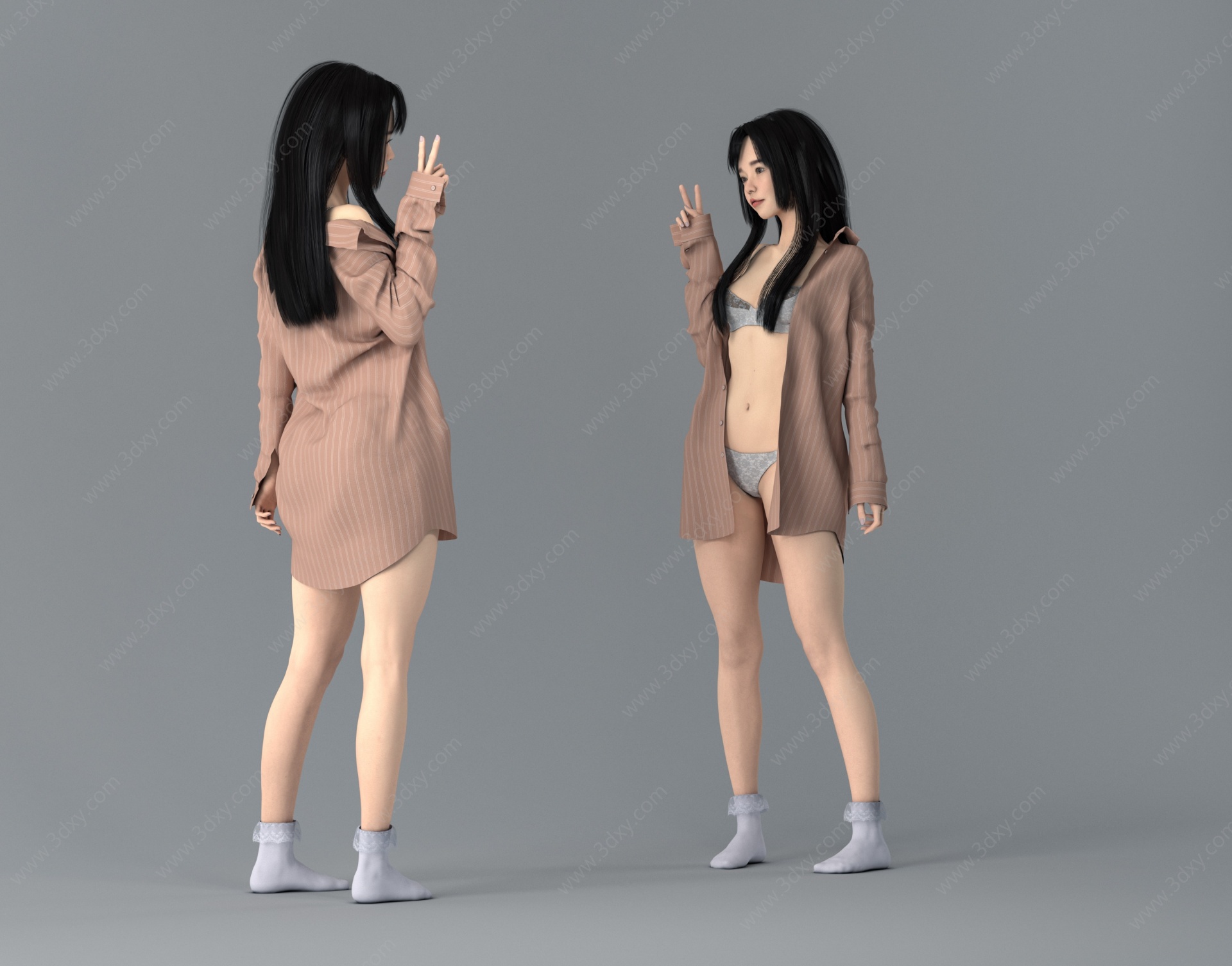 现代衬衣女人3D模型