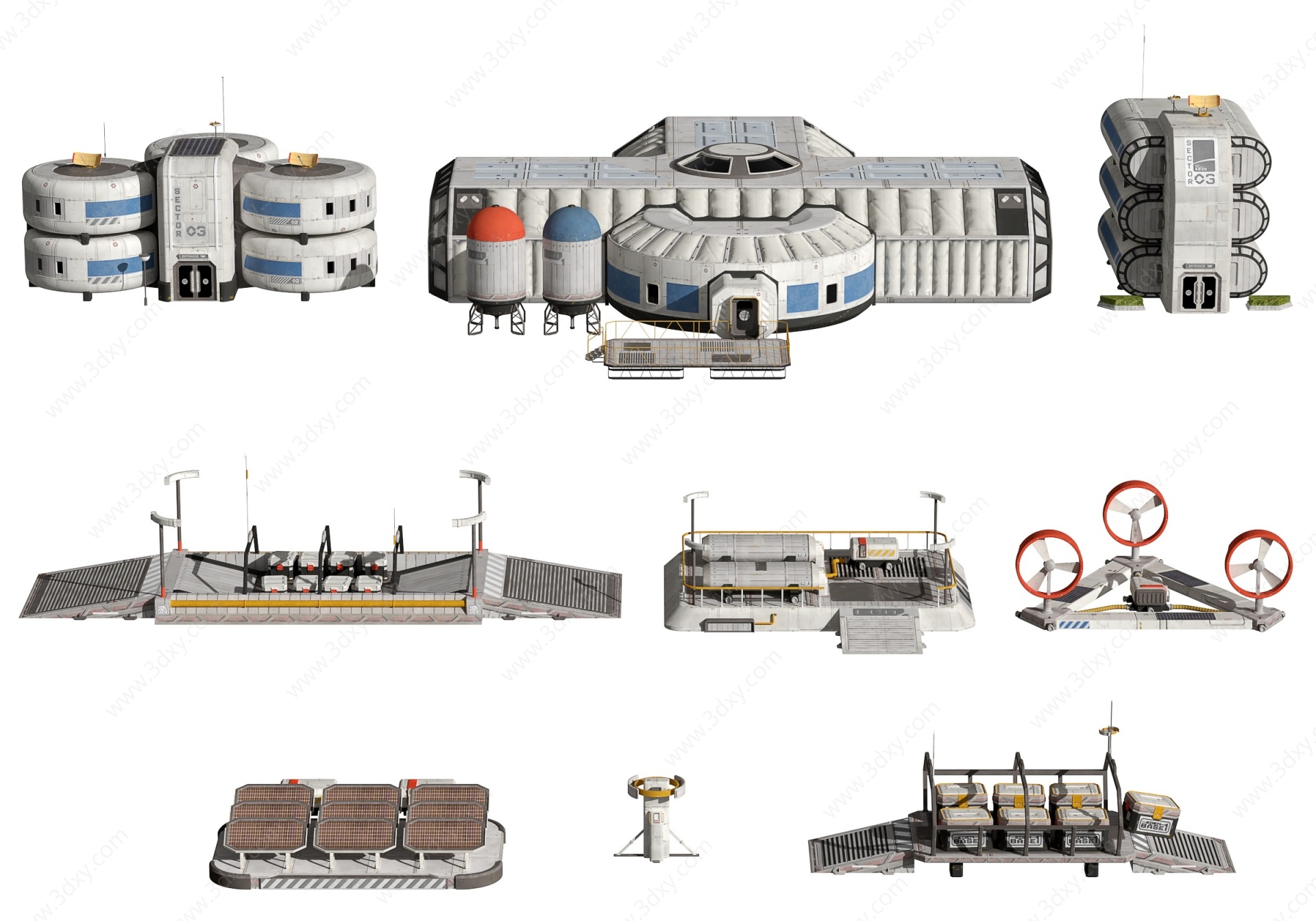 后现代太空基地3D模型