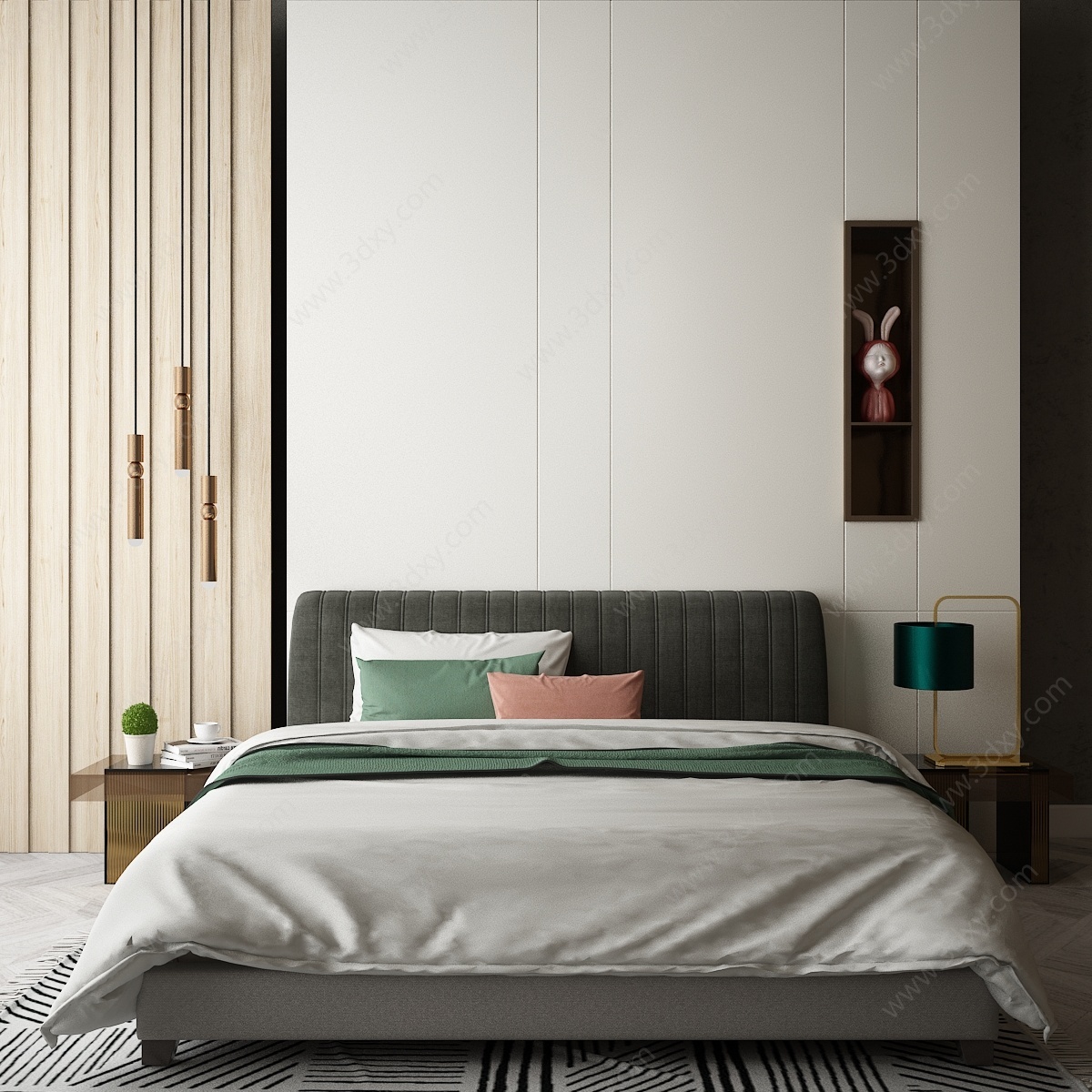 现代卧室大床3D模型
