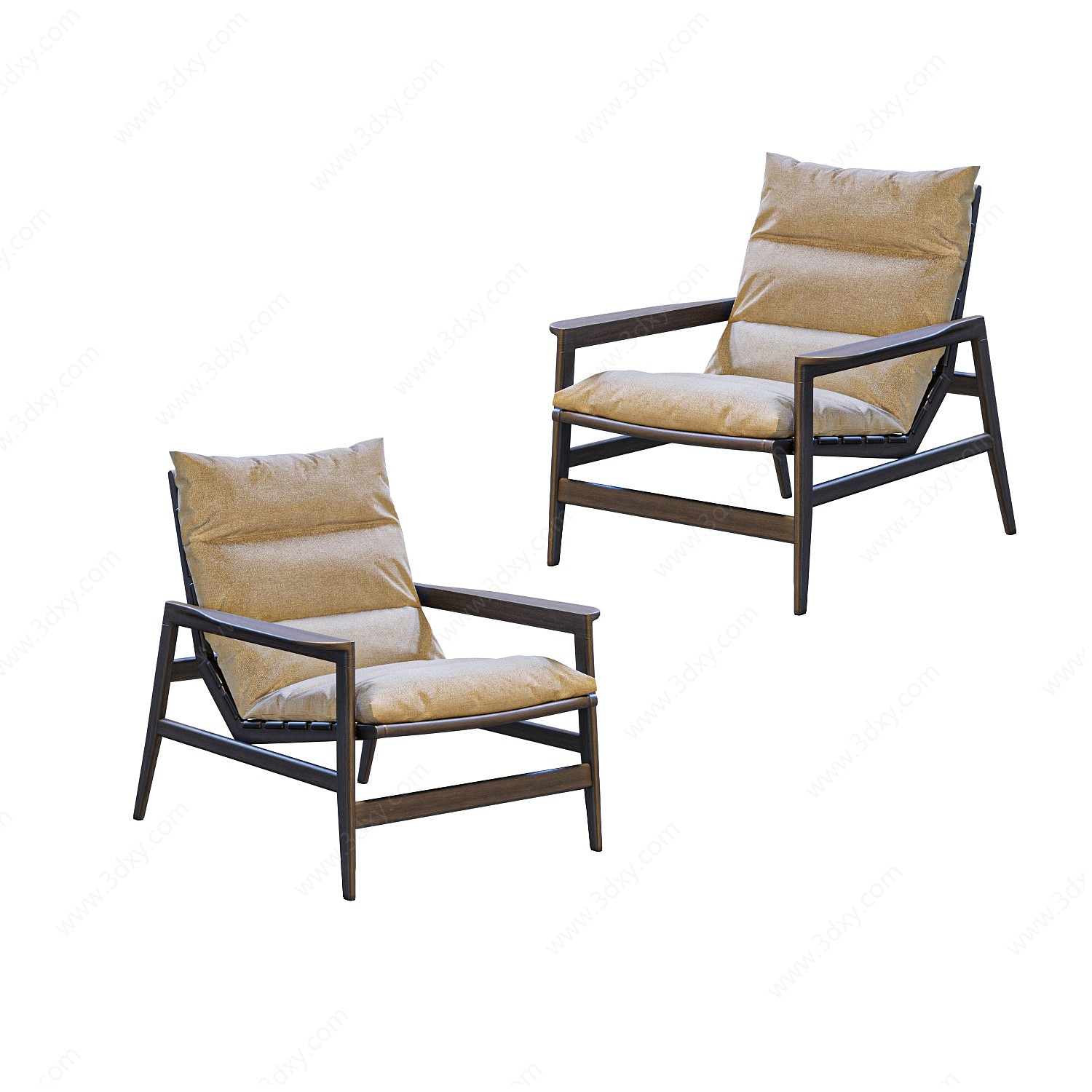 现代休闲单椅皮革3D模型