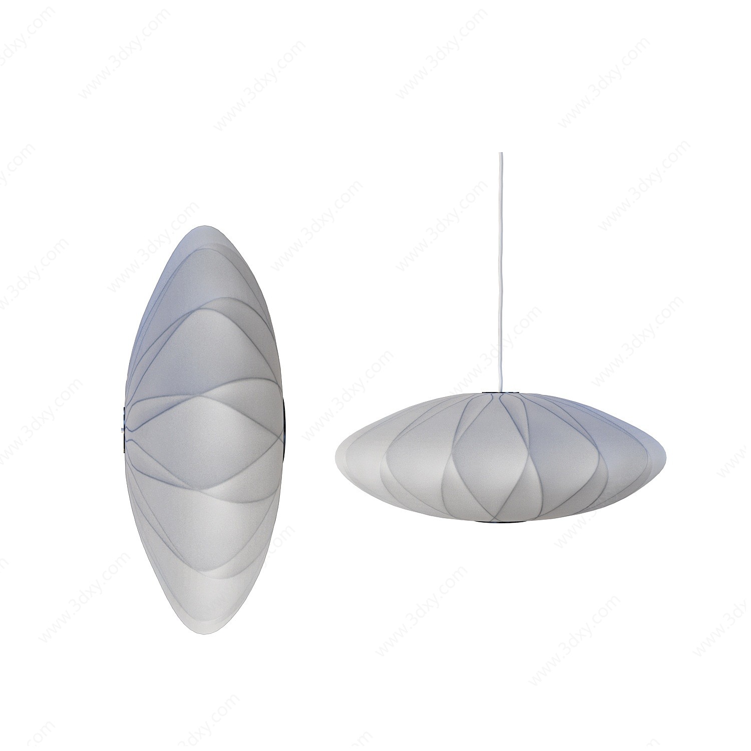 新中式白灰布艺吊灯休闲3D模型