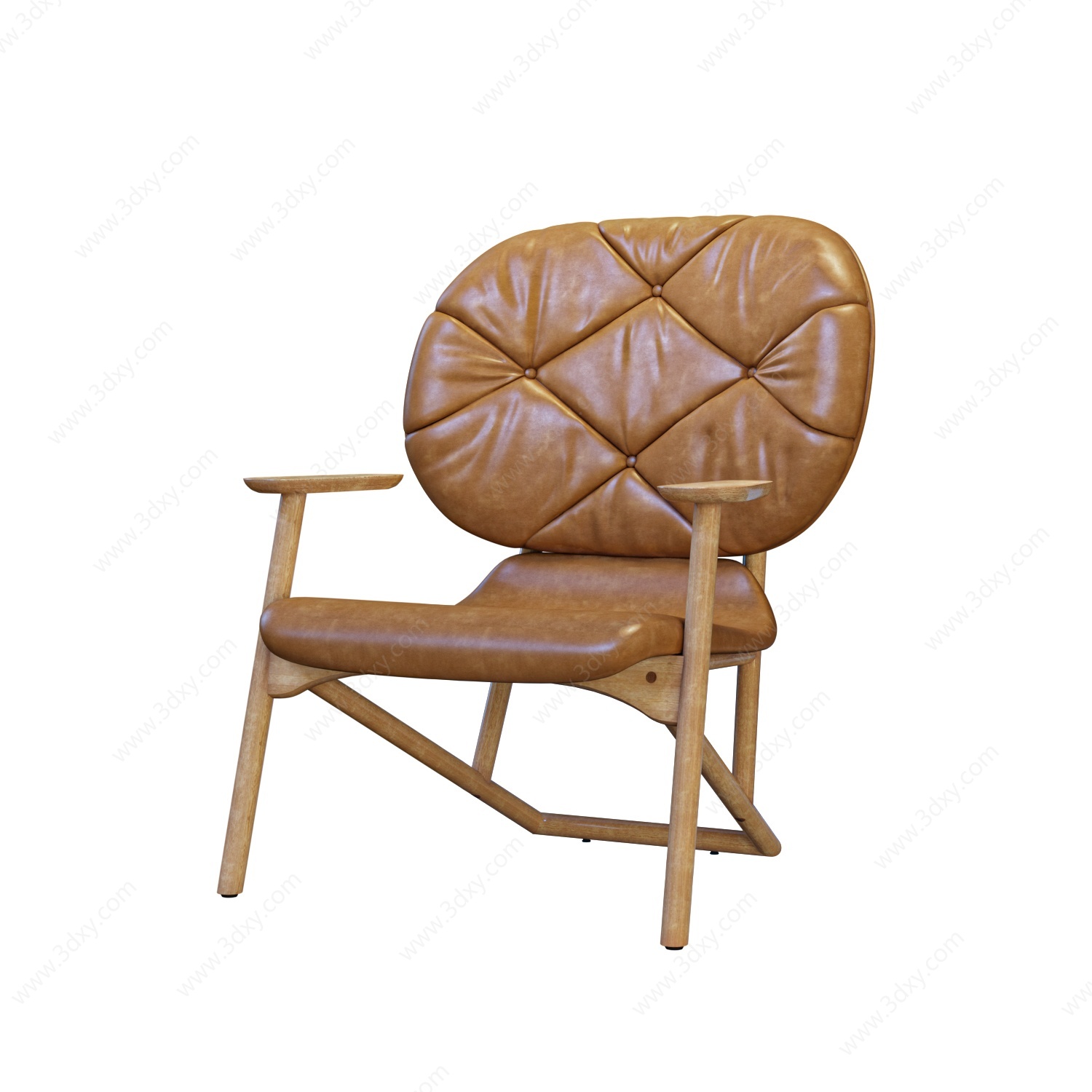 简欧皮革休闲单椅3D模型