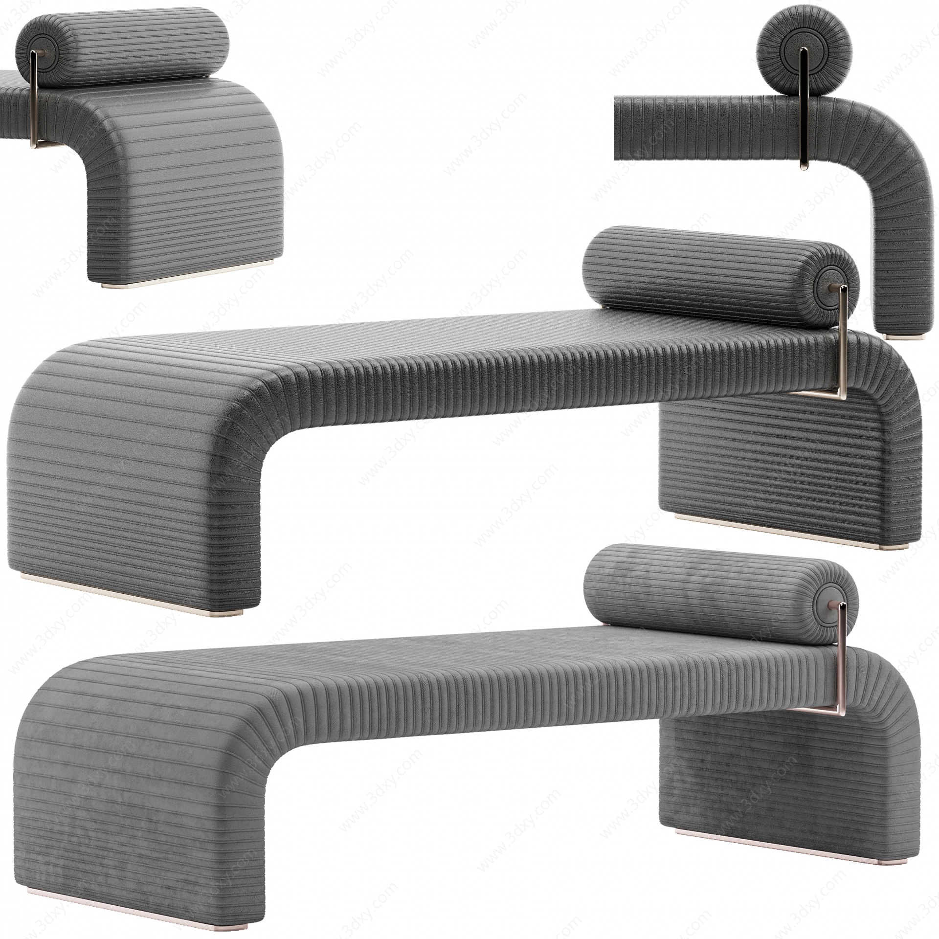 现代轻奢床尾凳3D模型