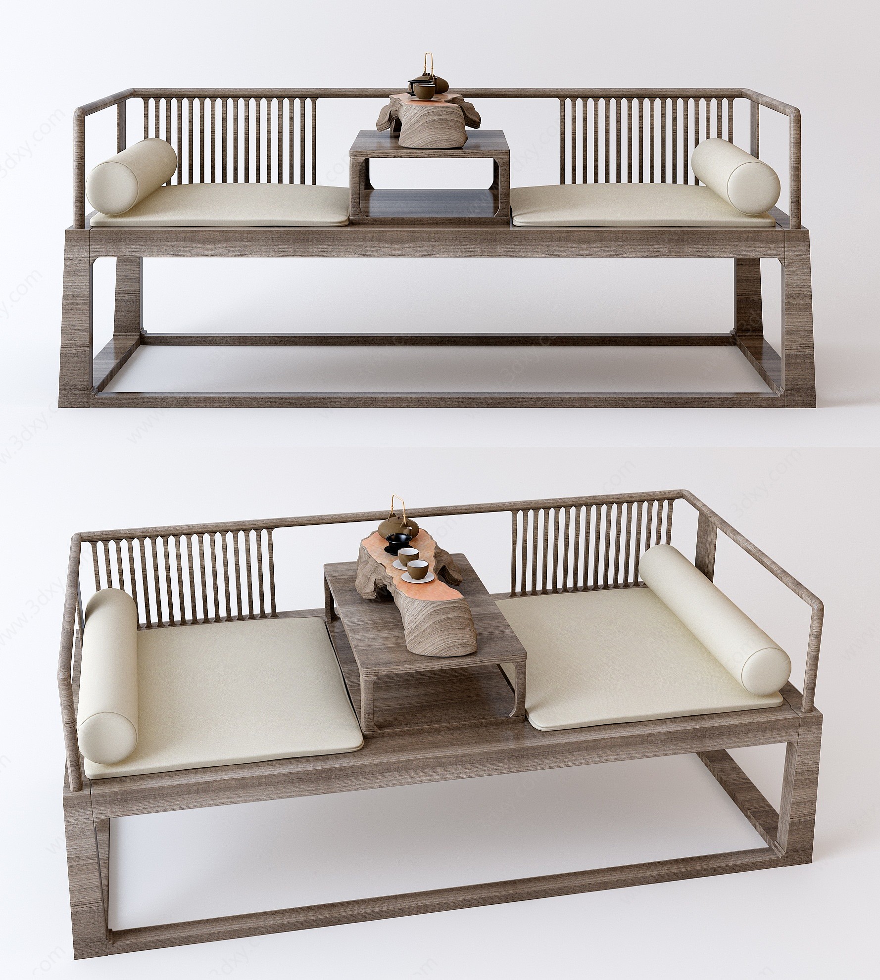 新中式罗汉床沙发组合3D模型
