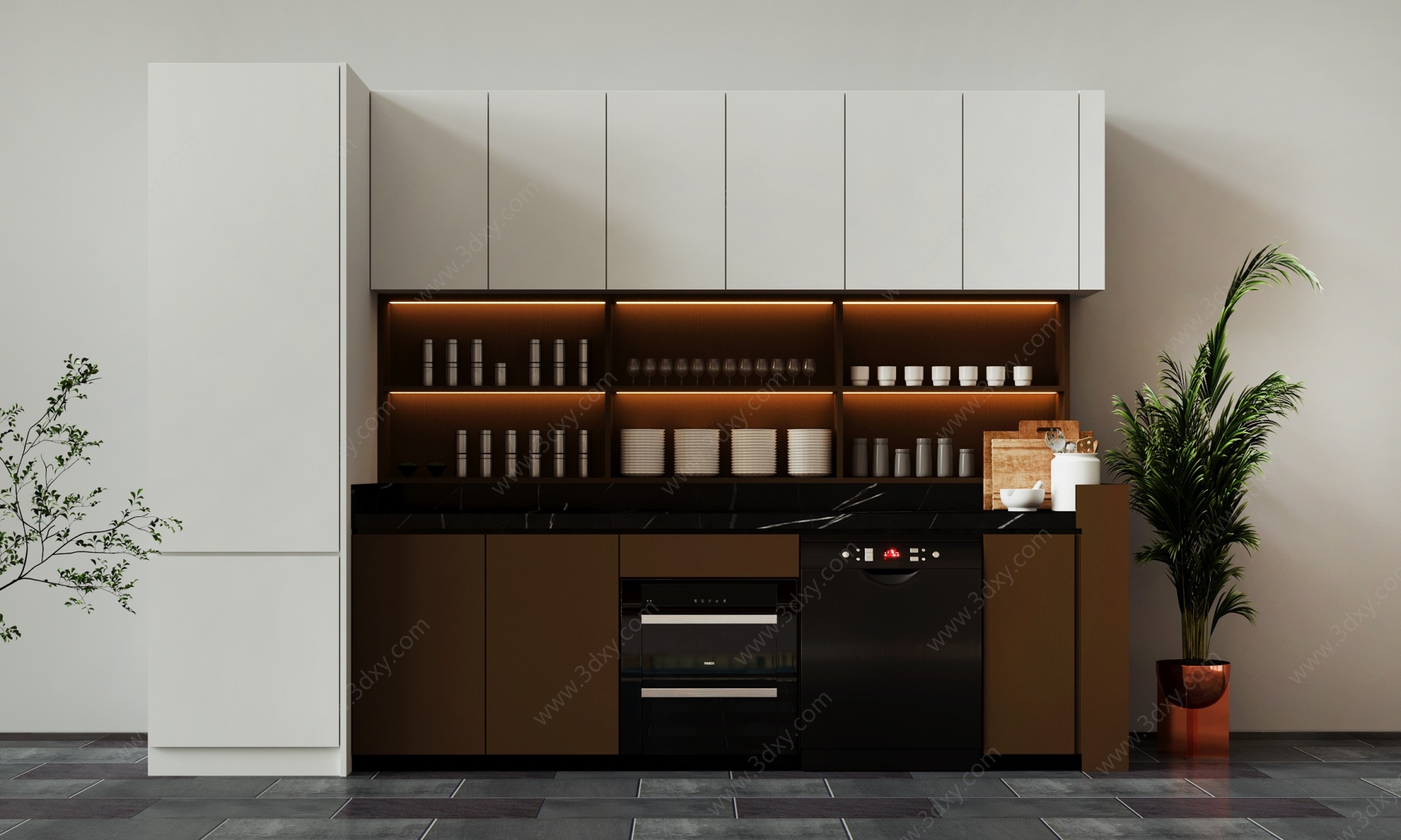 现代厨柜组合3D模型