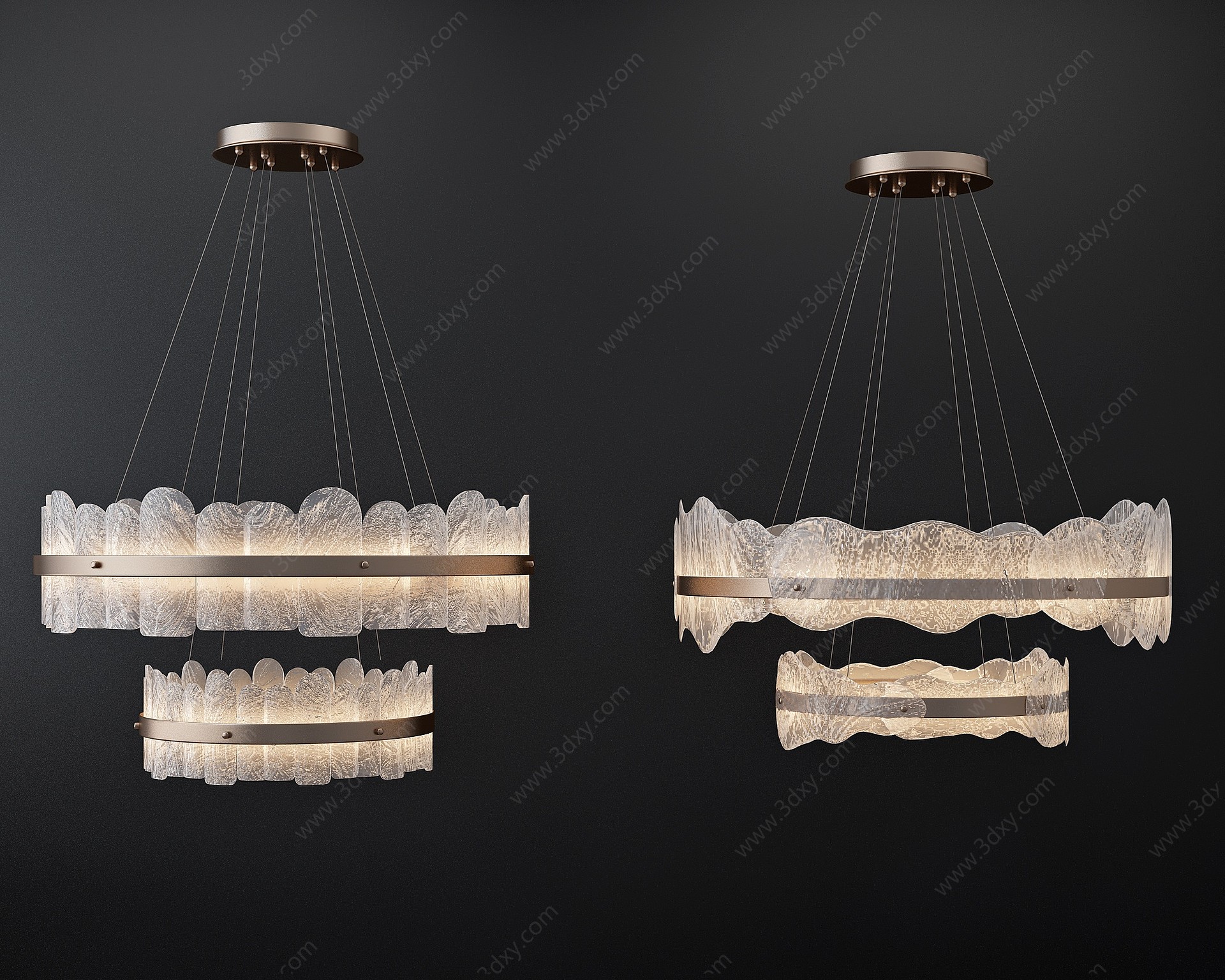 现代轻奢水晶吊灯3D模型