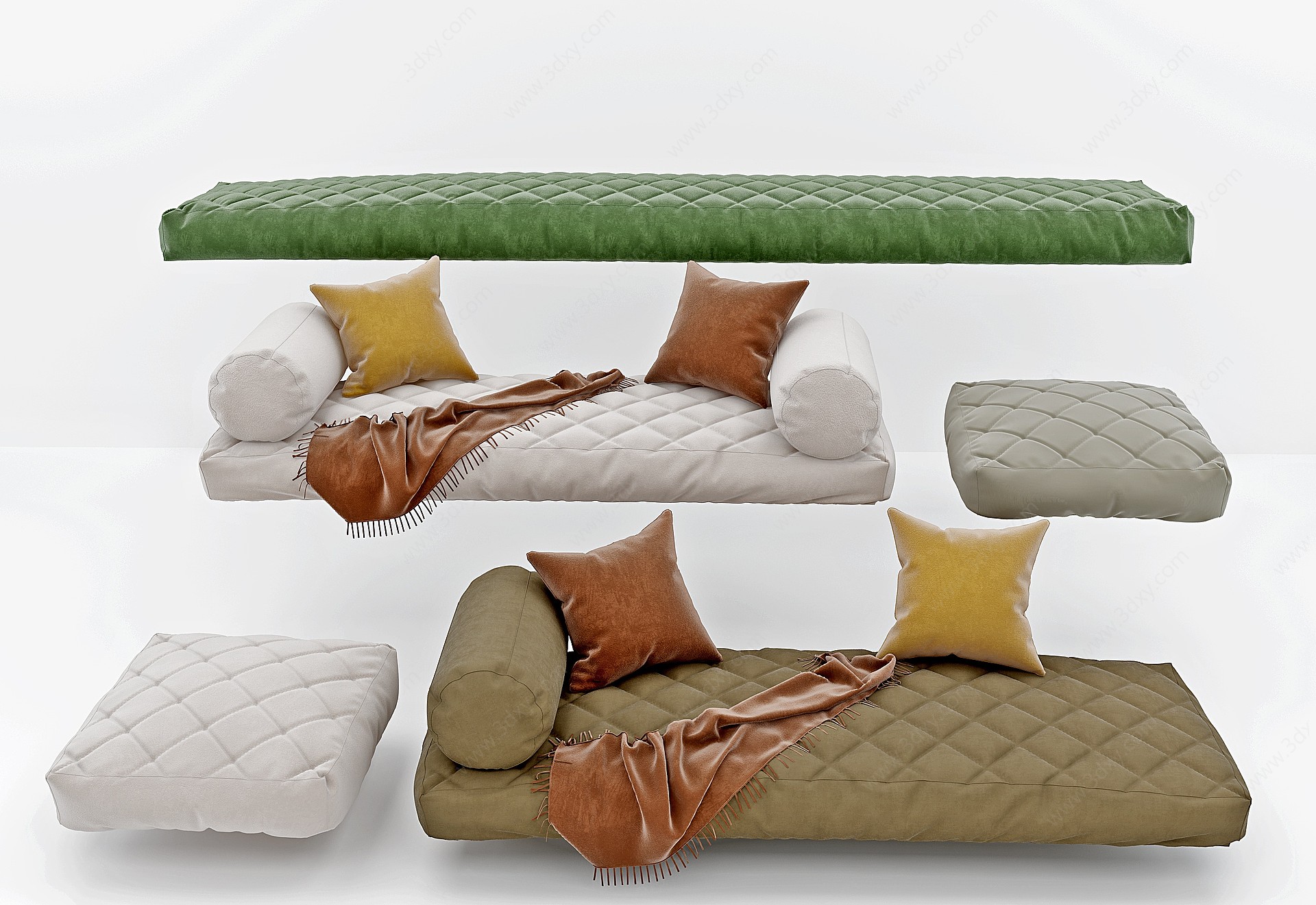 现代坐垫,沙发抱枕组合3D模型