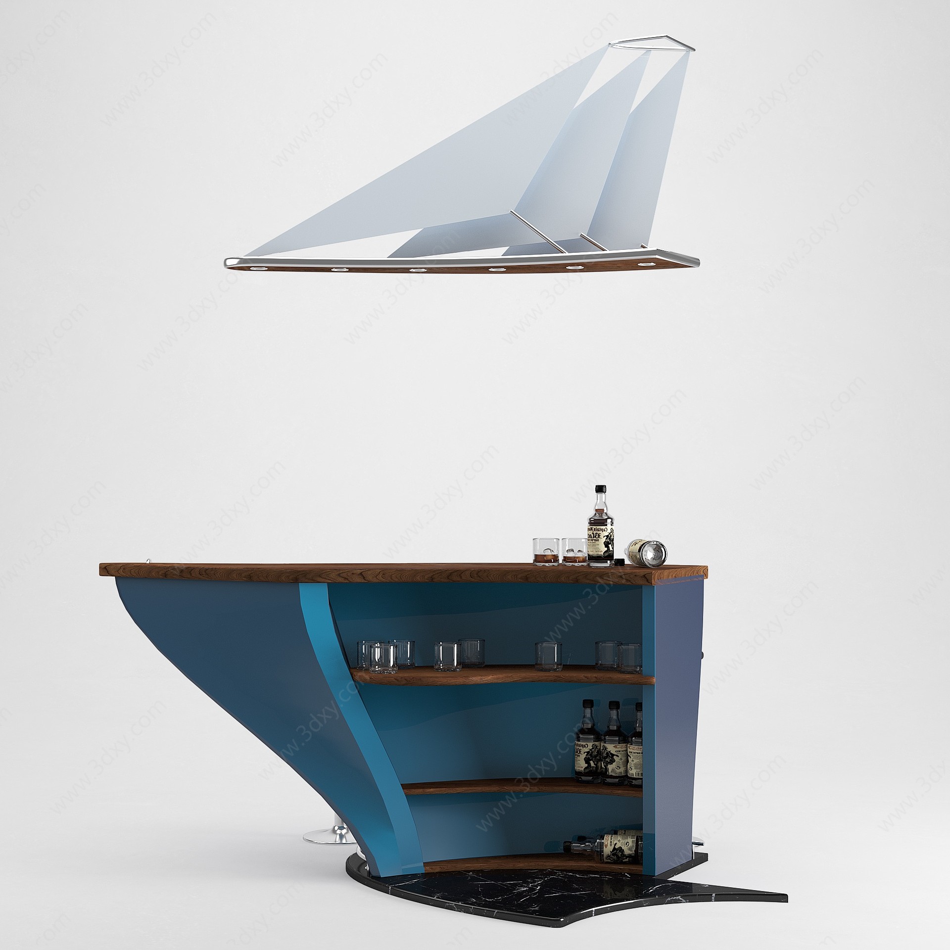现代帆船吧台3D模型