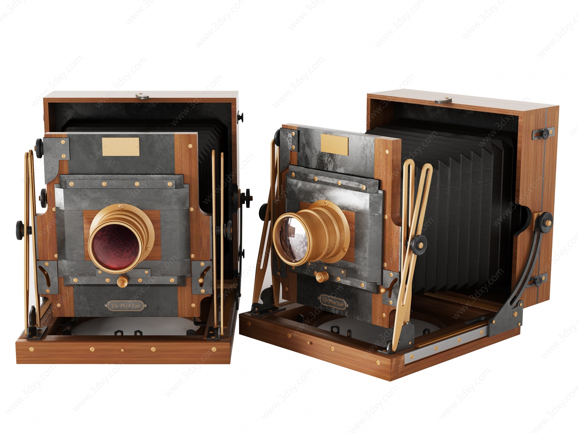 美式怀旧老式复古相机,3D模型