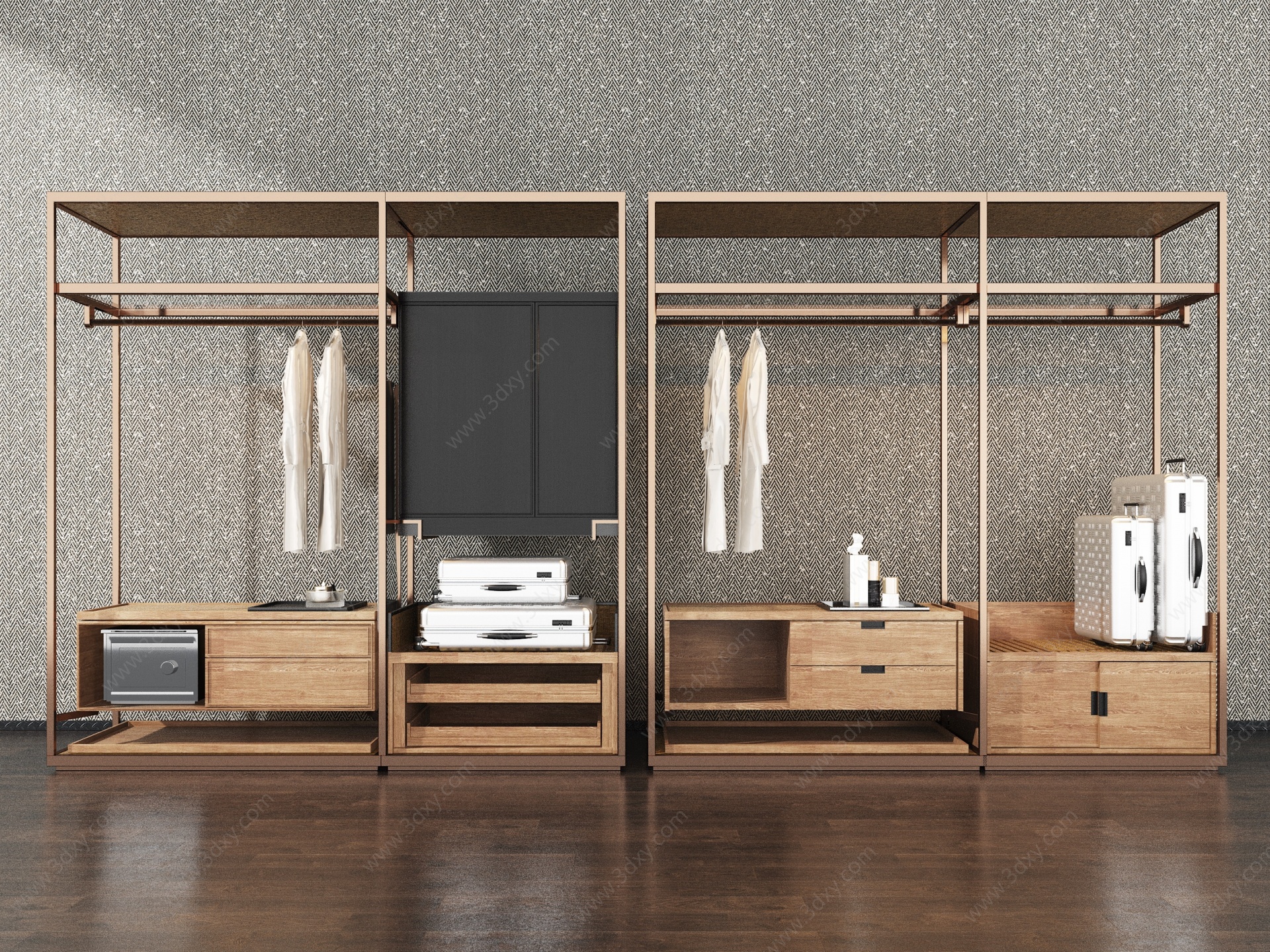 现代实木衣柜3D模型
