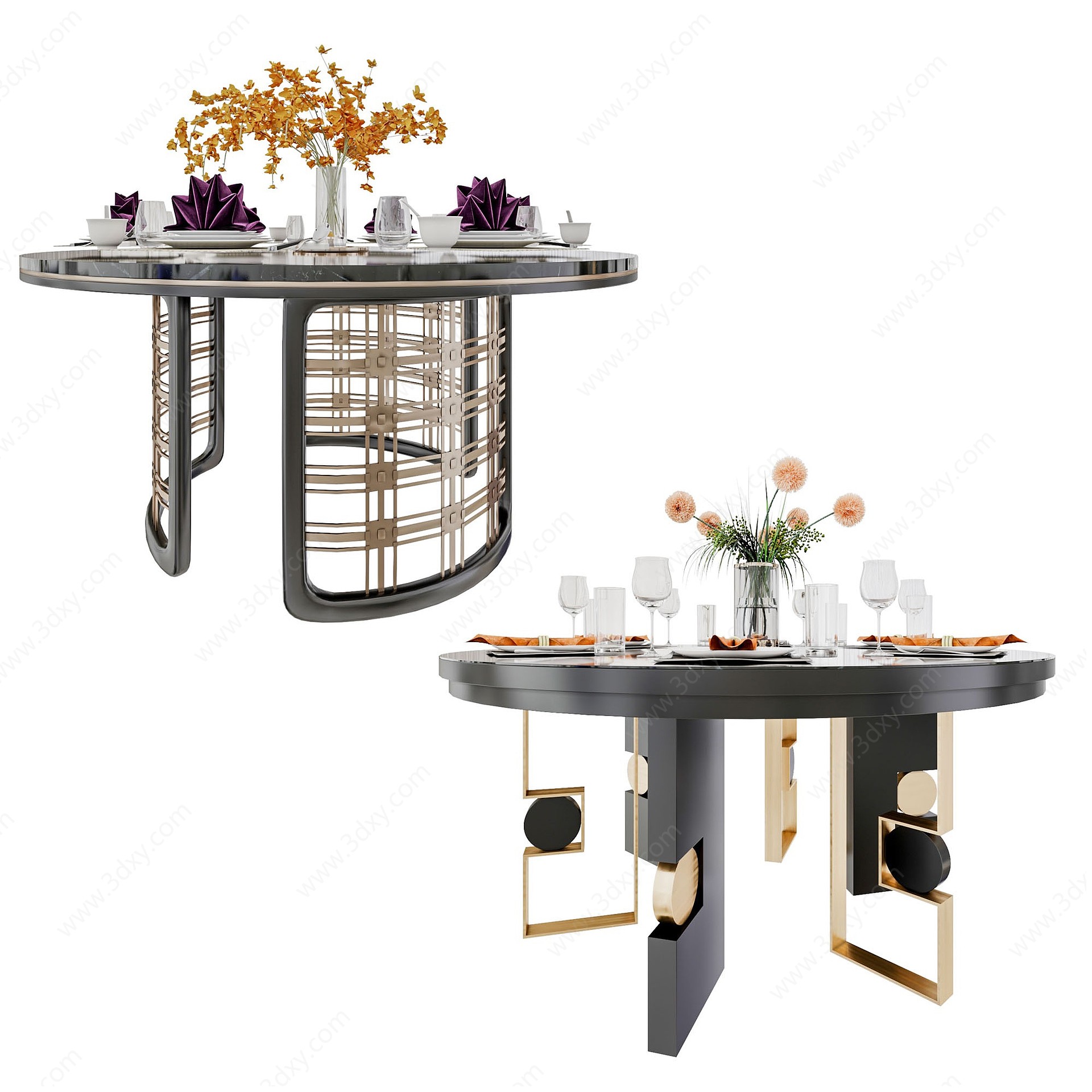现代轻奢餐桌3D模型