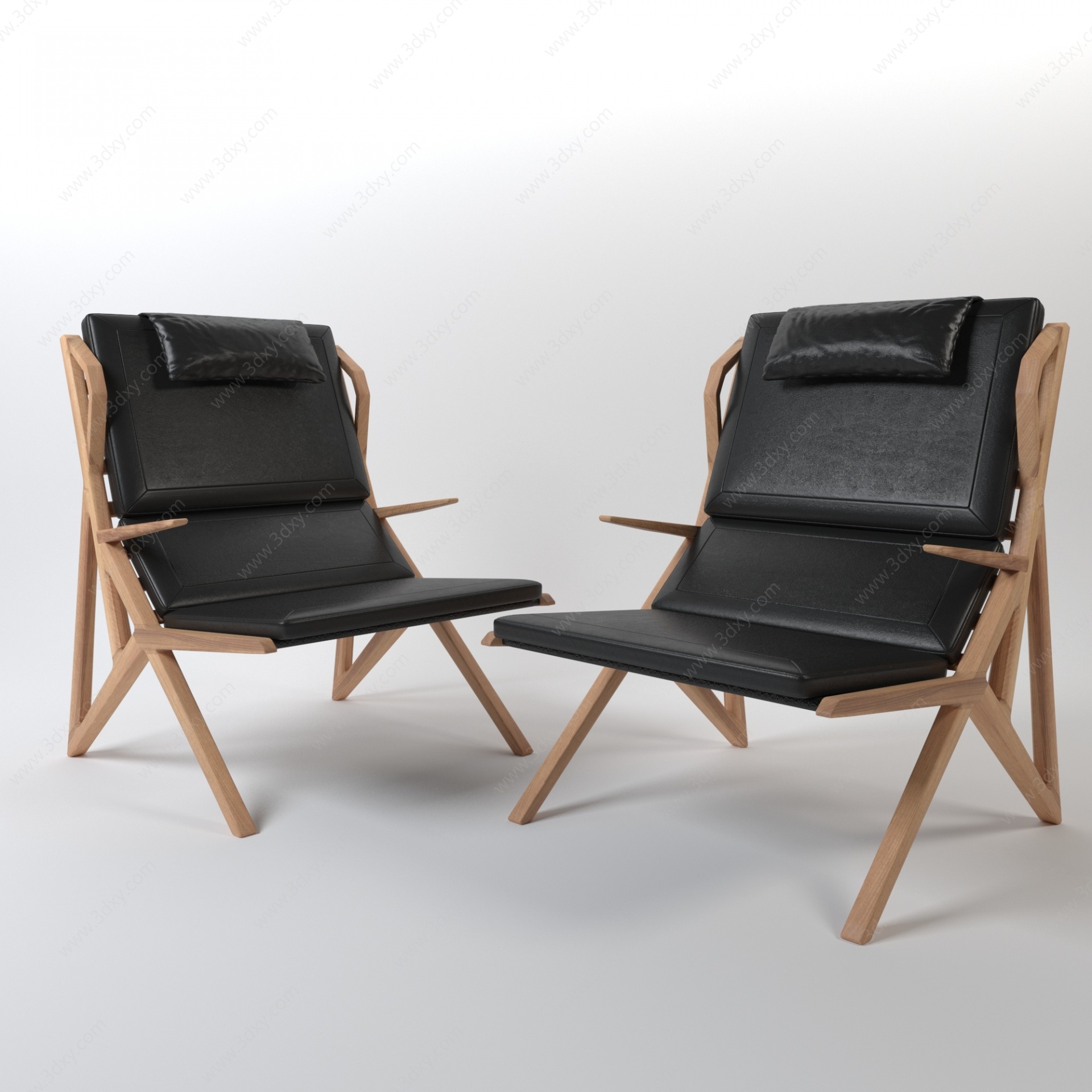 现代皮革单人休闲椅3D模型