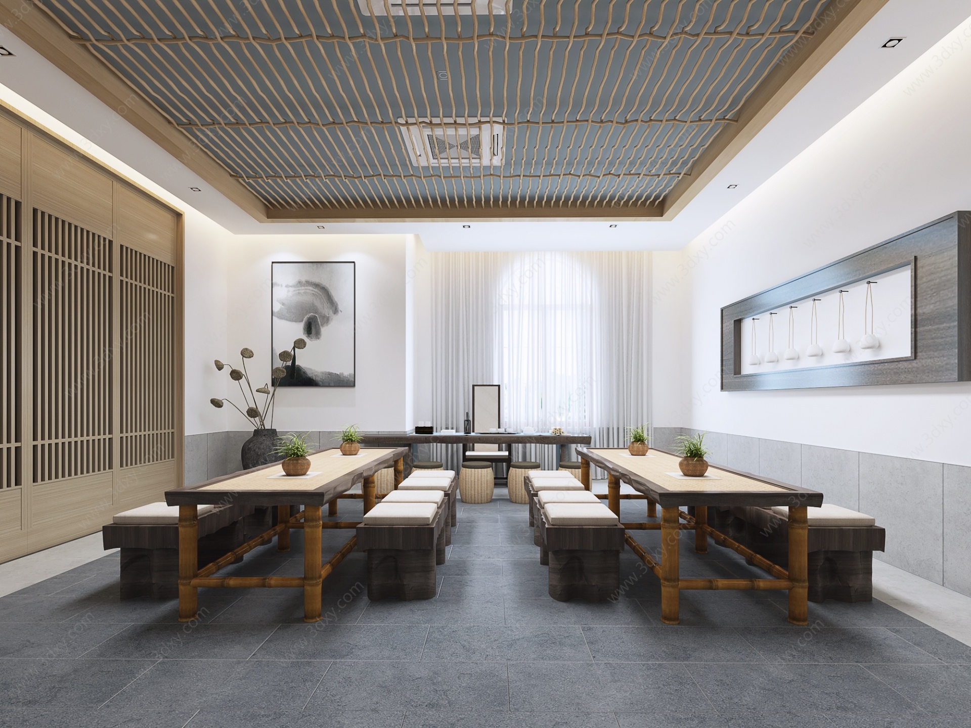 新中式茶室装饰画3D模型