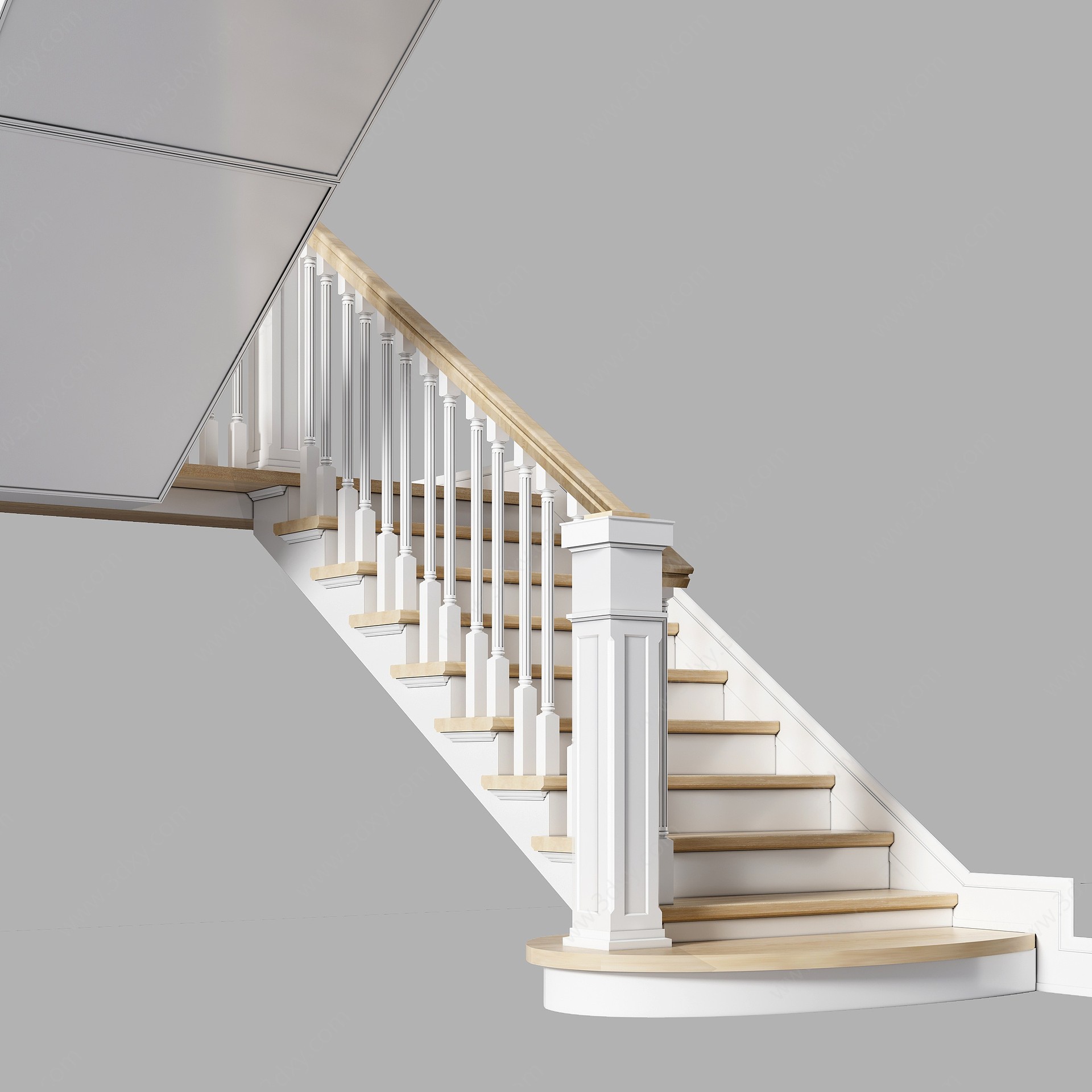 简欧实木楼梯3D模型
