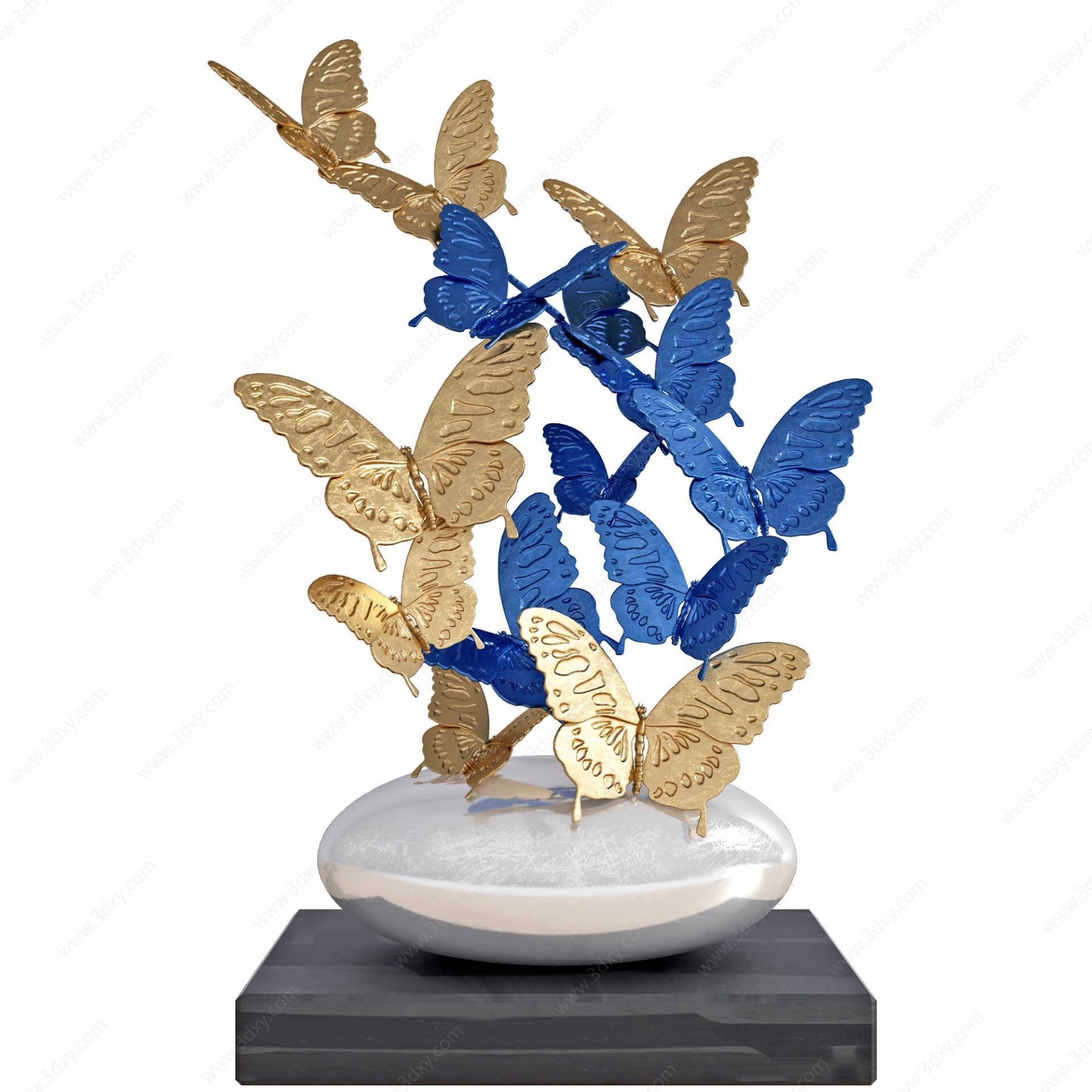 现代金属蝴蝶雕塑摆件3D模型