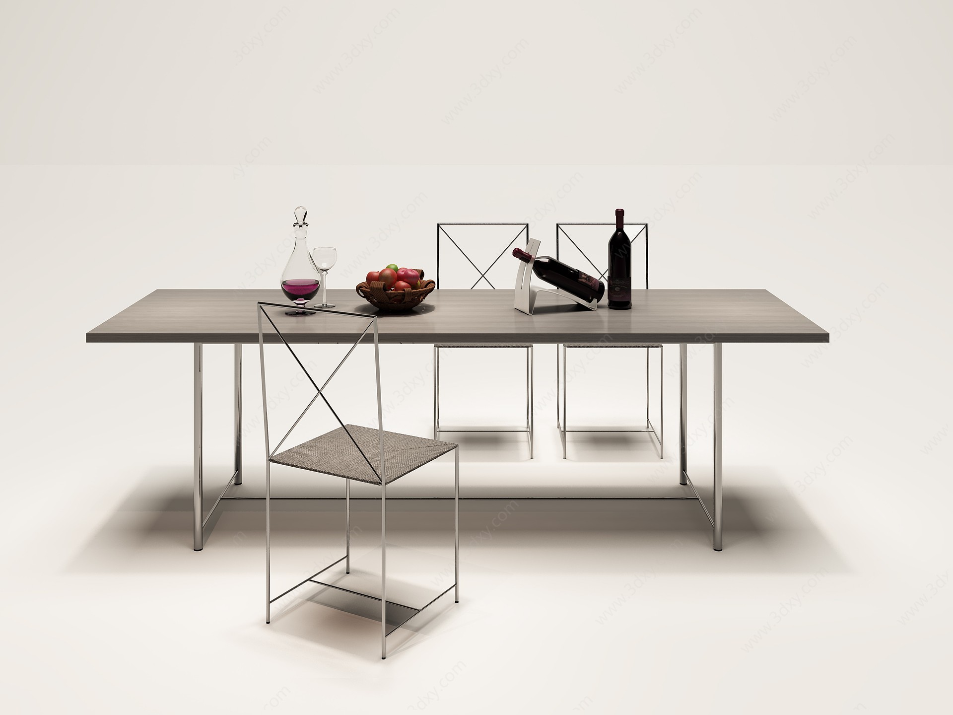 现代意大利餐桌椅3D模型