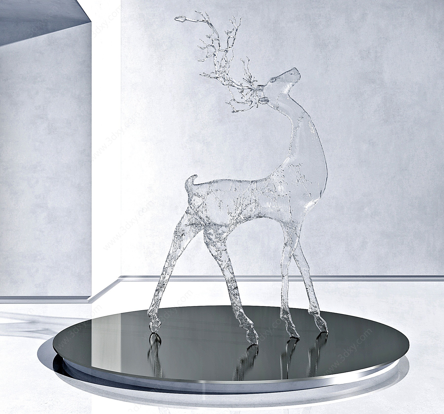 现代水晶鹿雕塑3D模型