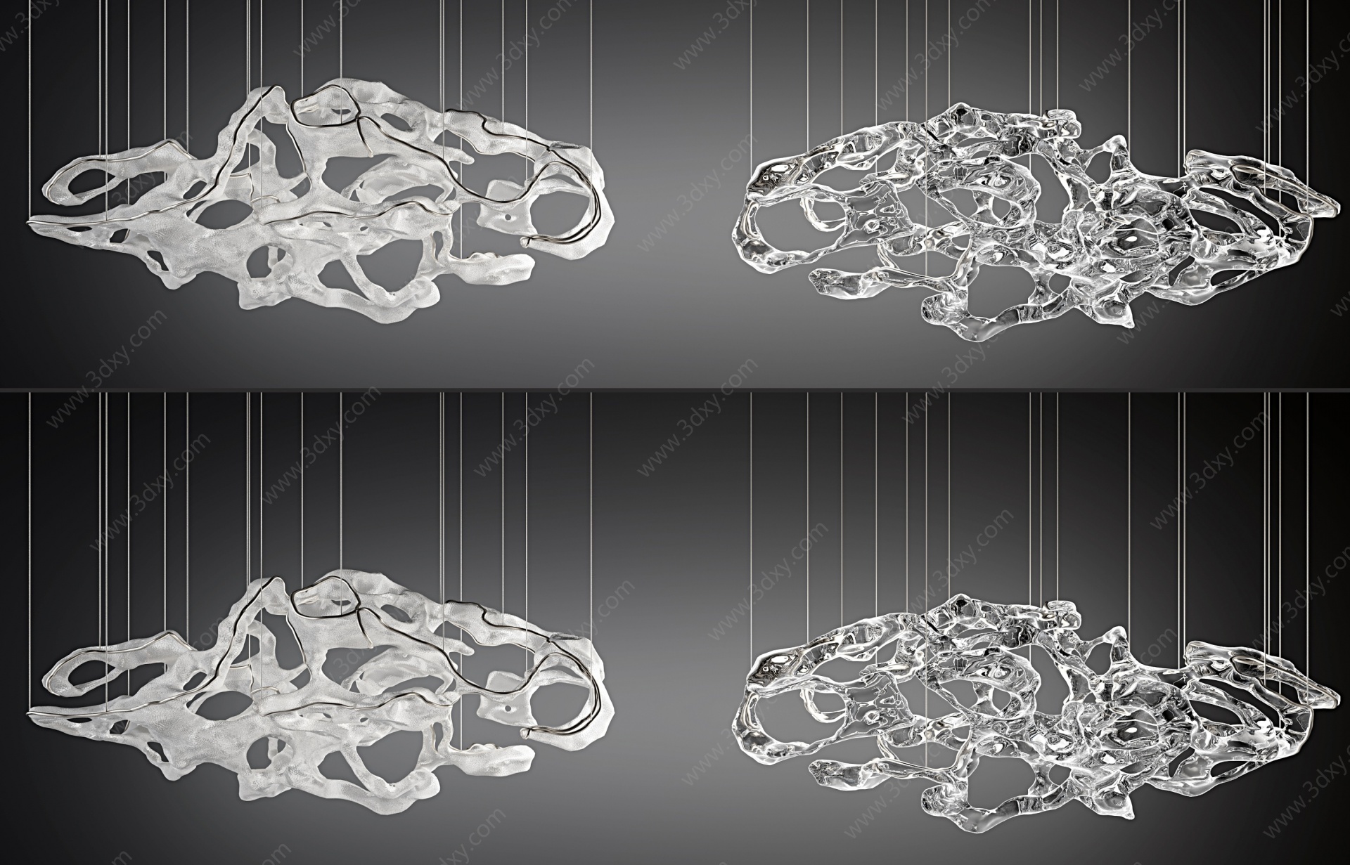 现代艺术异形水晶装饰吊灯3D模型