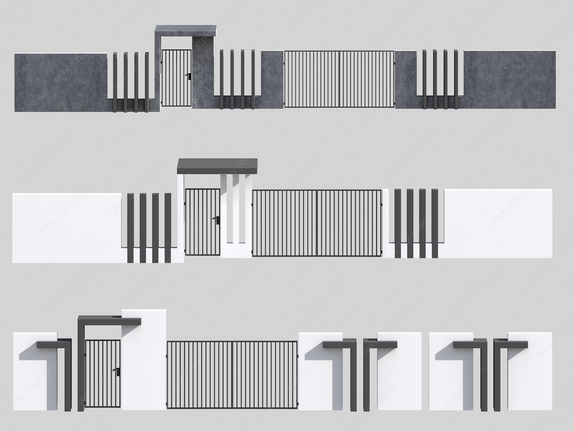 现代围栏栅栏展墙3D模型