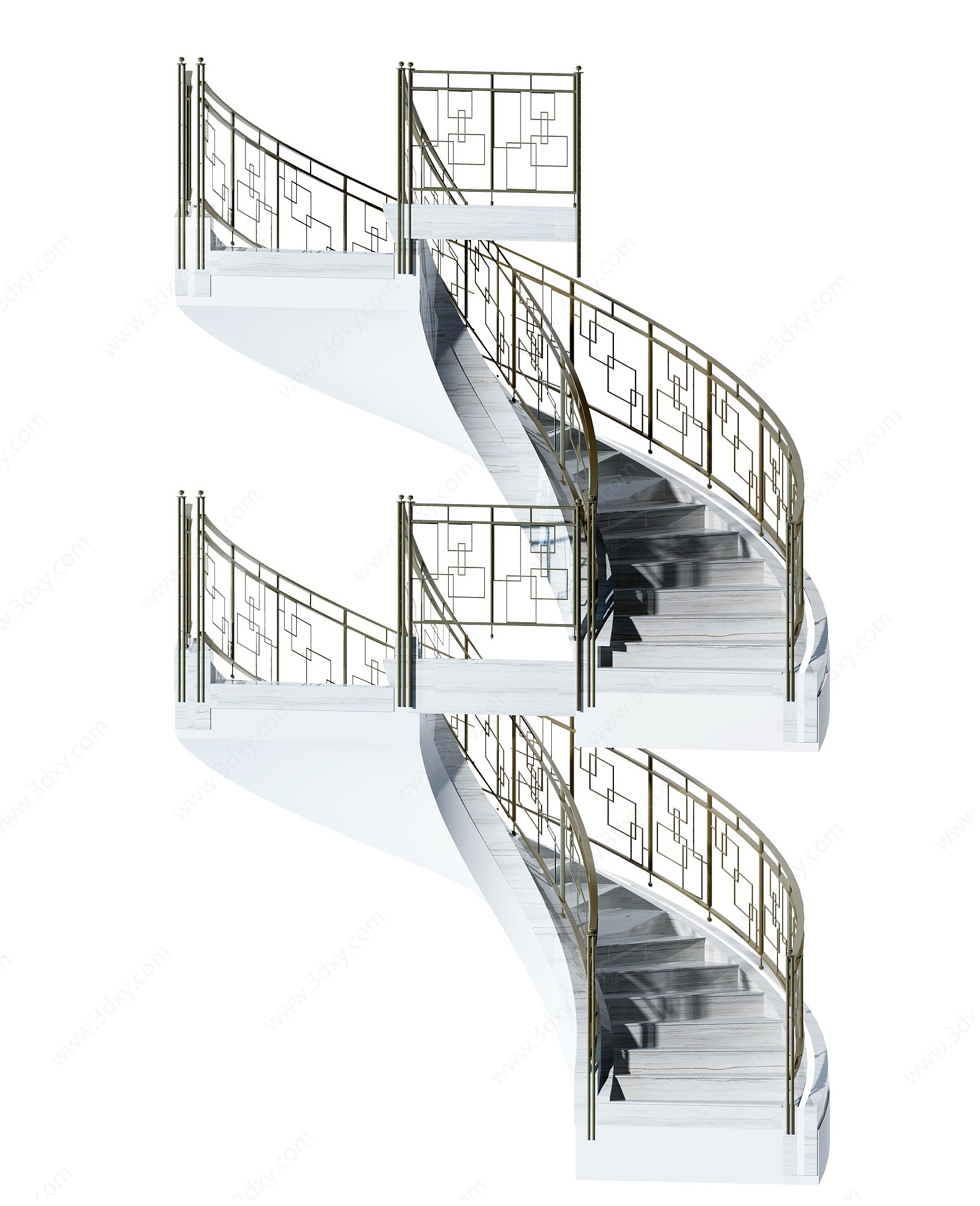现代中式金属楼梯护栏3D模型