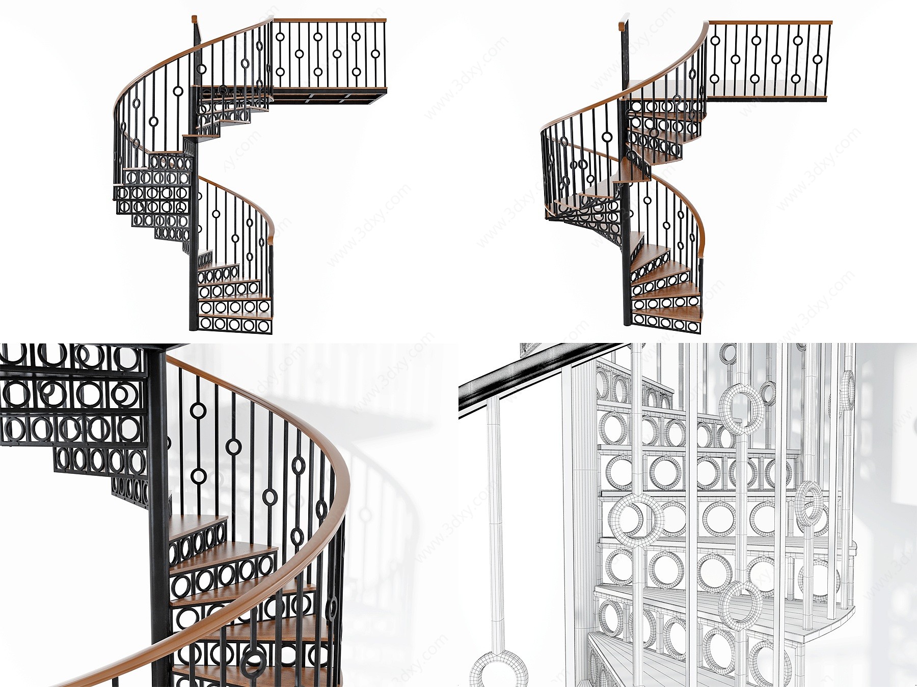 现代铁艺旋转楼梯3D模型