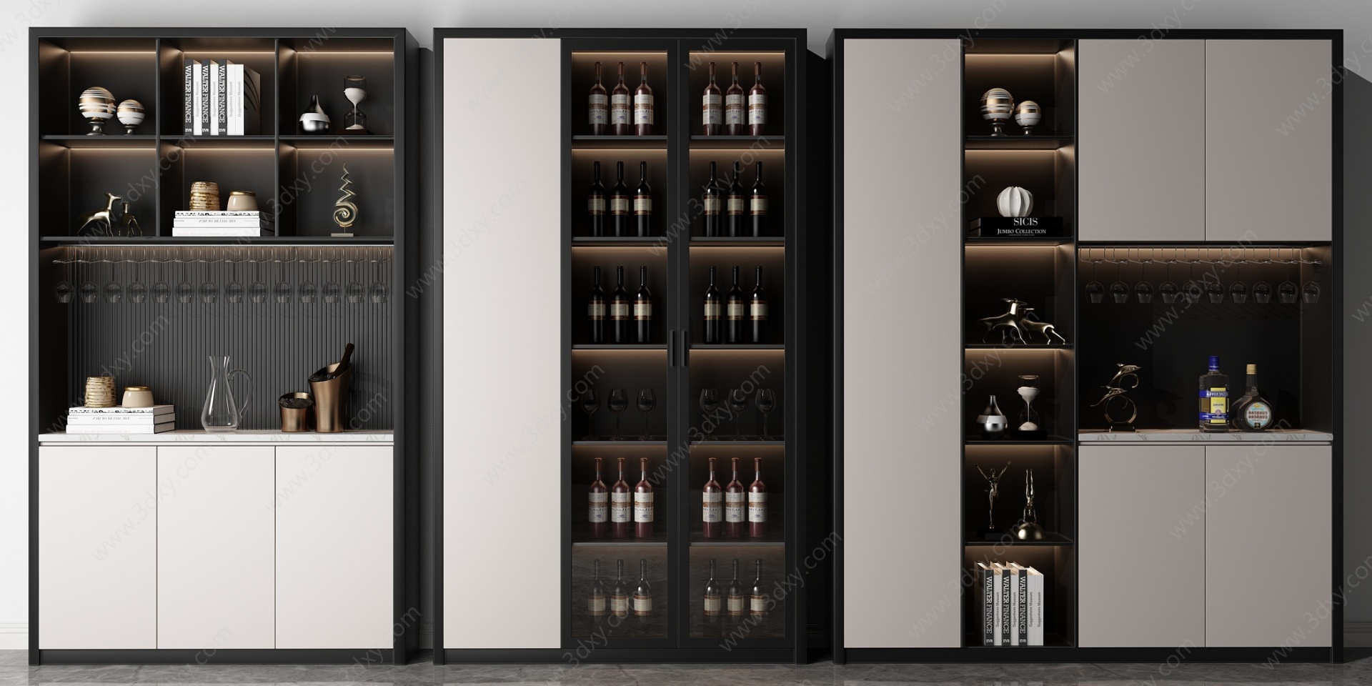 现代酒柜组合3D模型