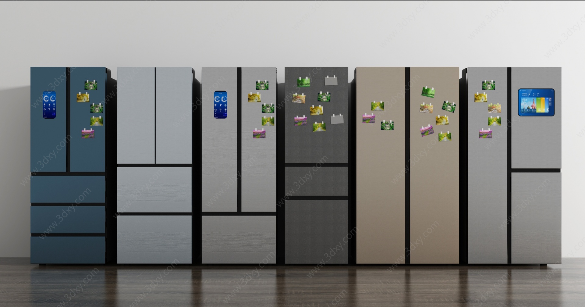 现代智能冰箱组合3D模型