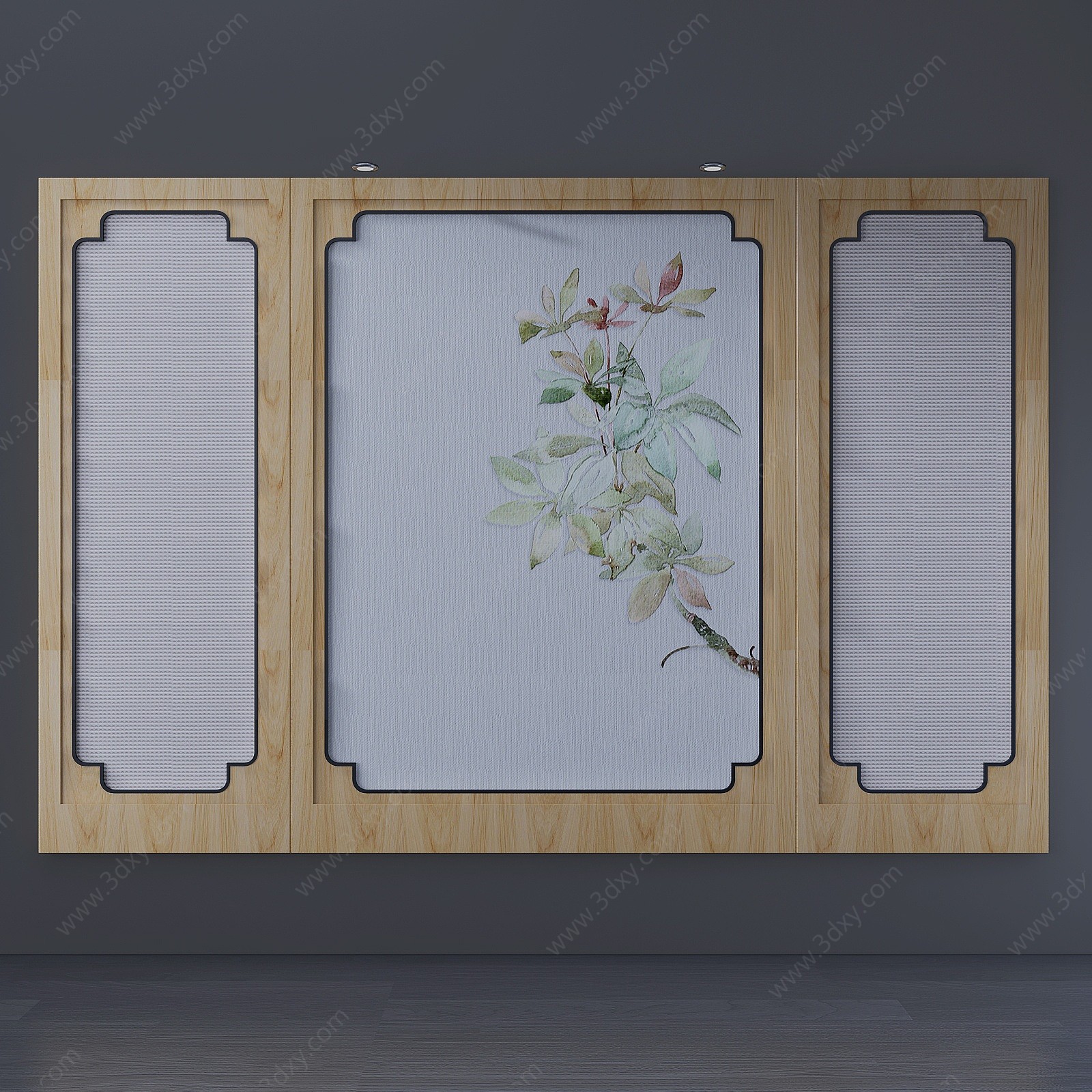 新中式立体植物墙饰3D模型