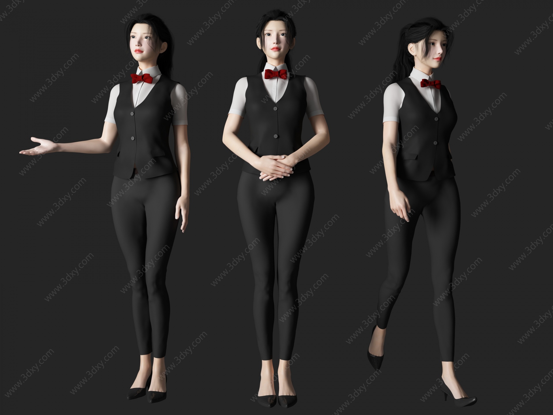 服务员美女人物3D模型