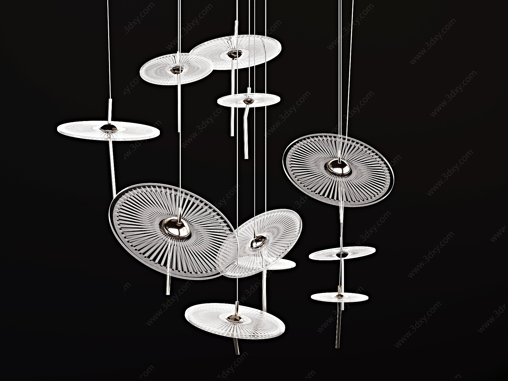 现代玻璃伞形吊灯3D模型