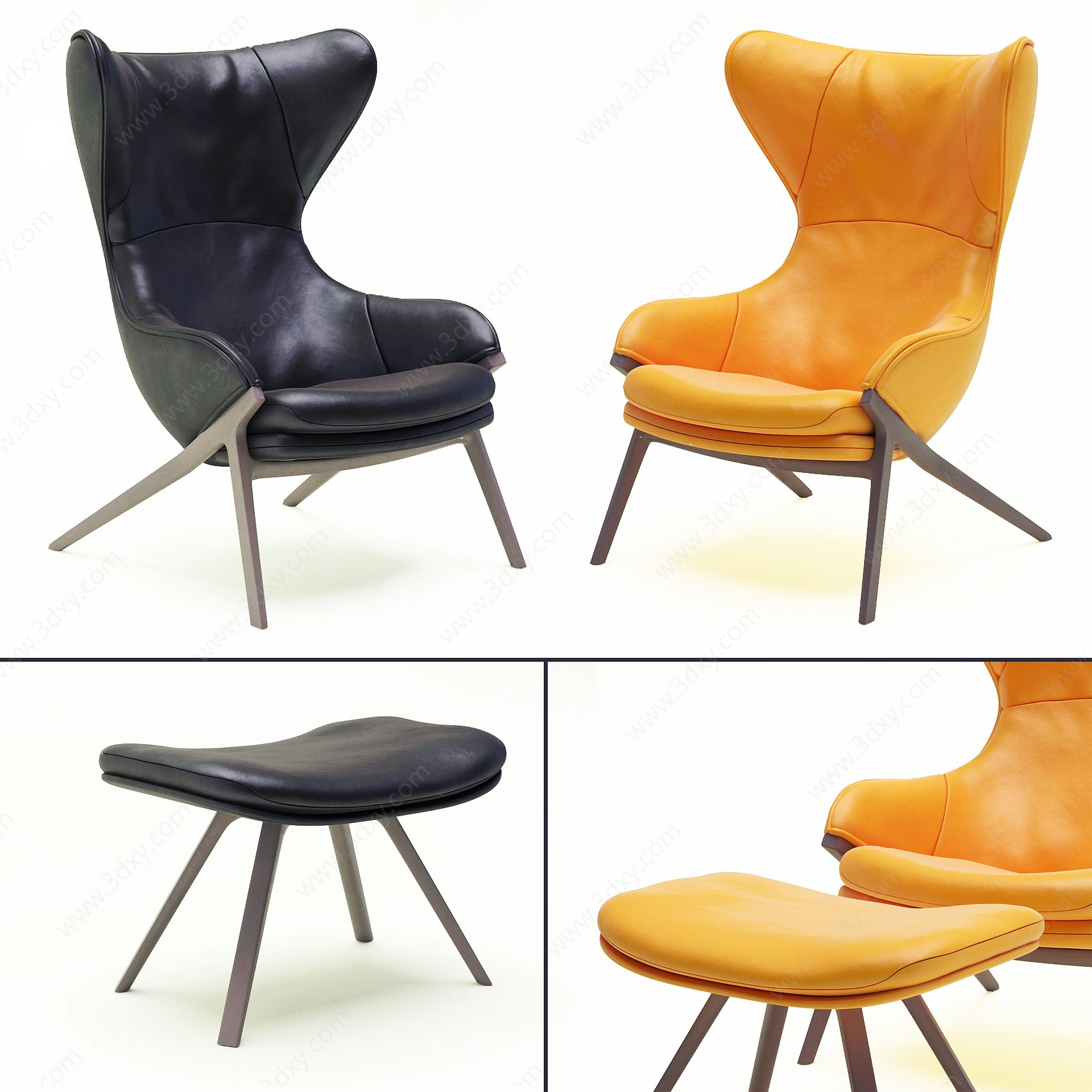 现代皮革躺椅3D模型
