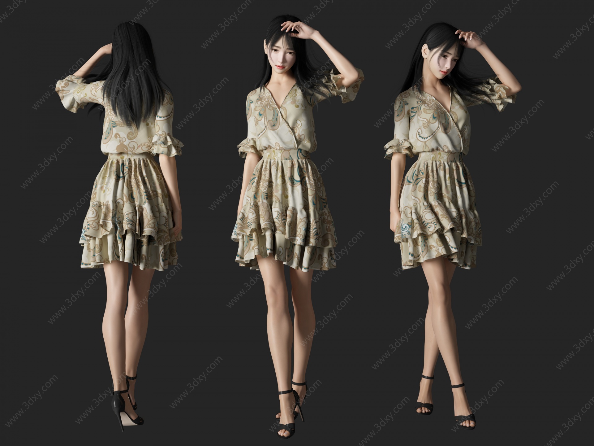 穿裙子美女人物3D模型