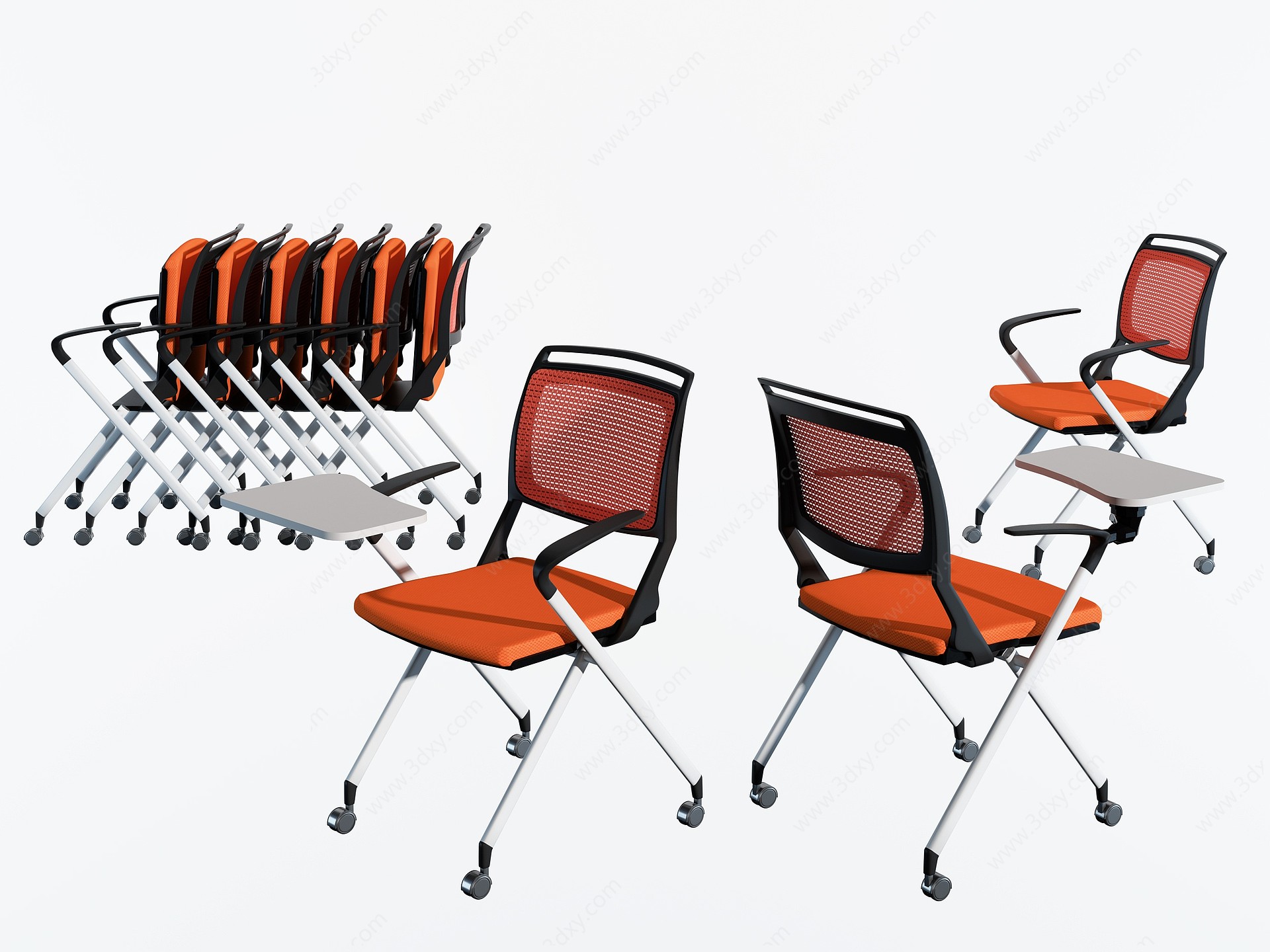 现代折叠培训椅3D模型