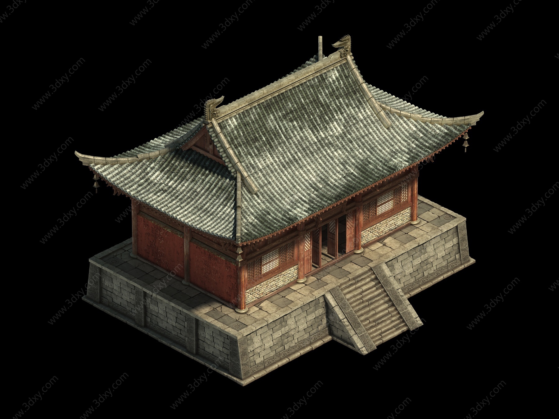 中式寺庙宗祠古建3D模型