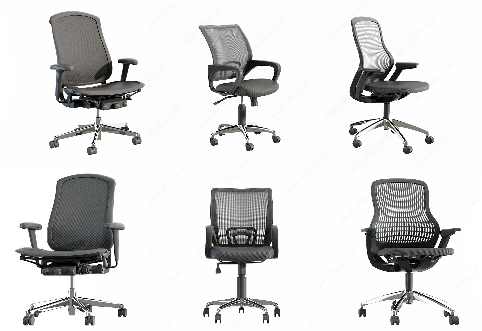 现代网布职员椅办公椅3D模型