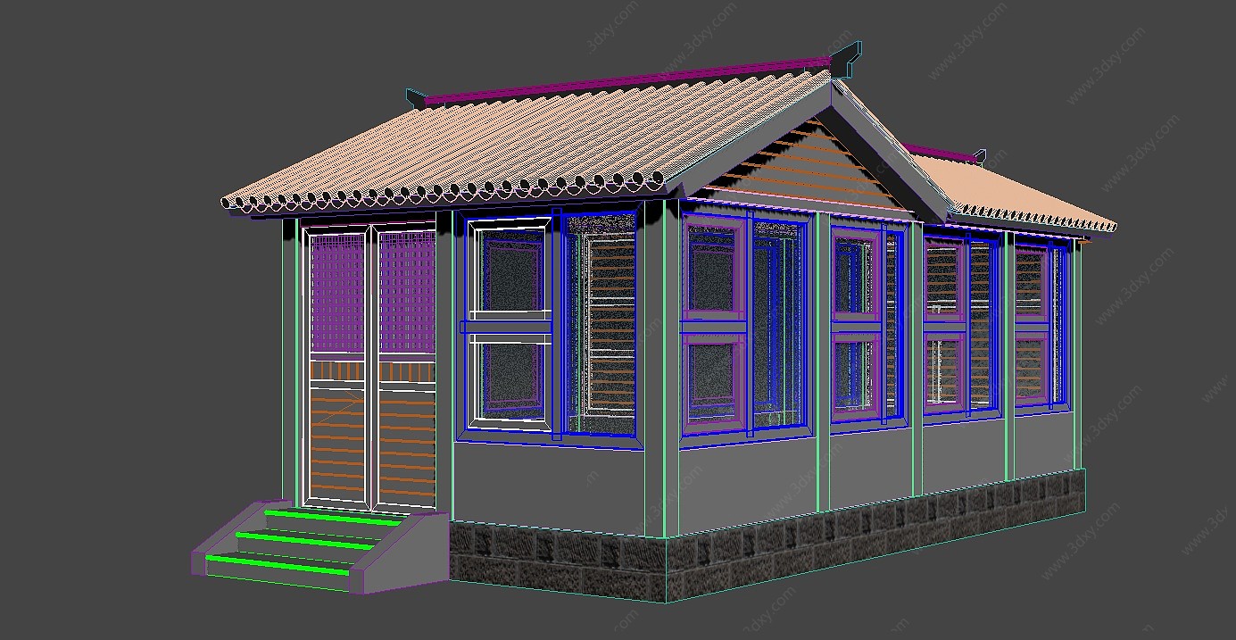 木制结构茶室3D模型