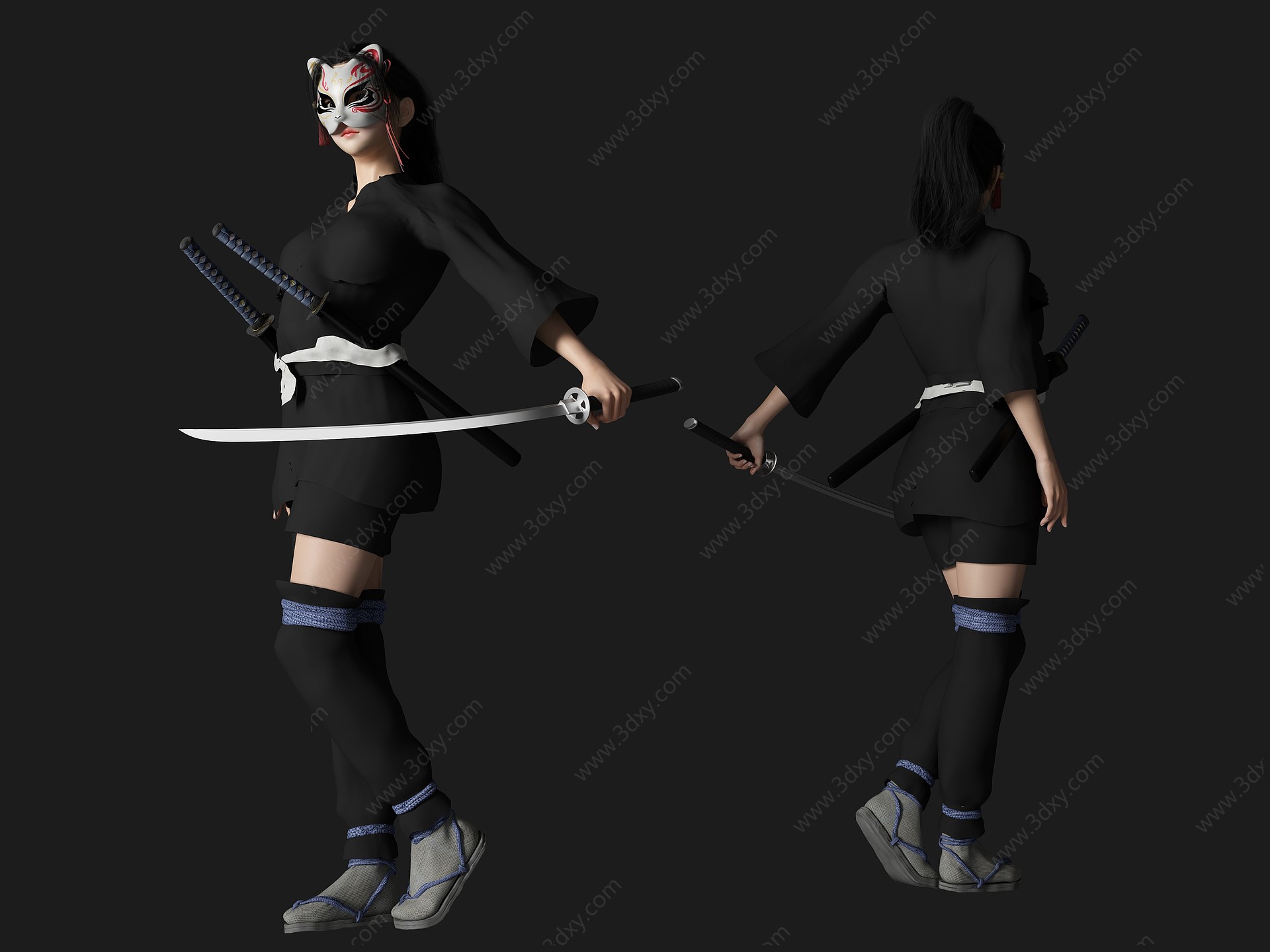 现代武术美女人物3D模型