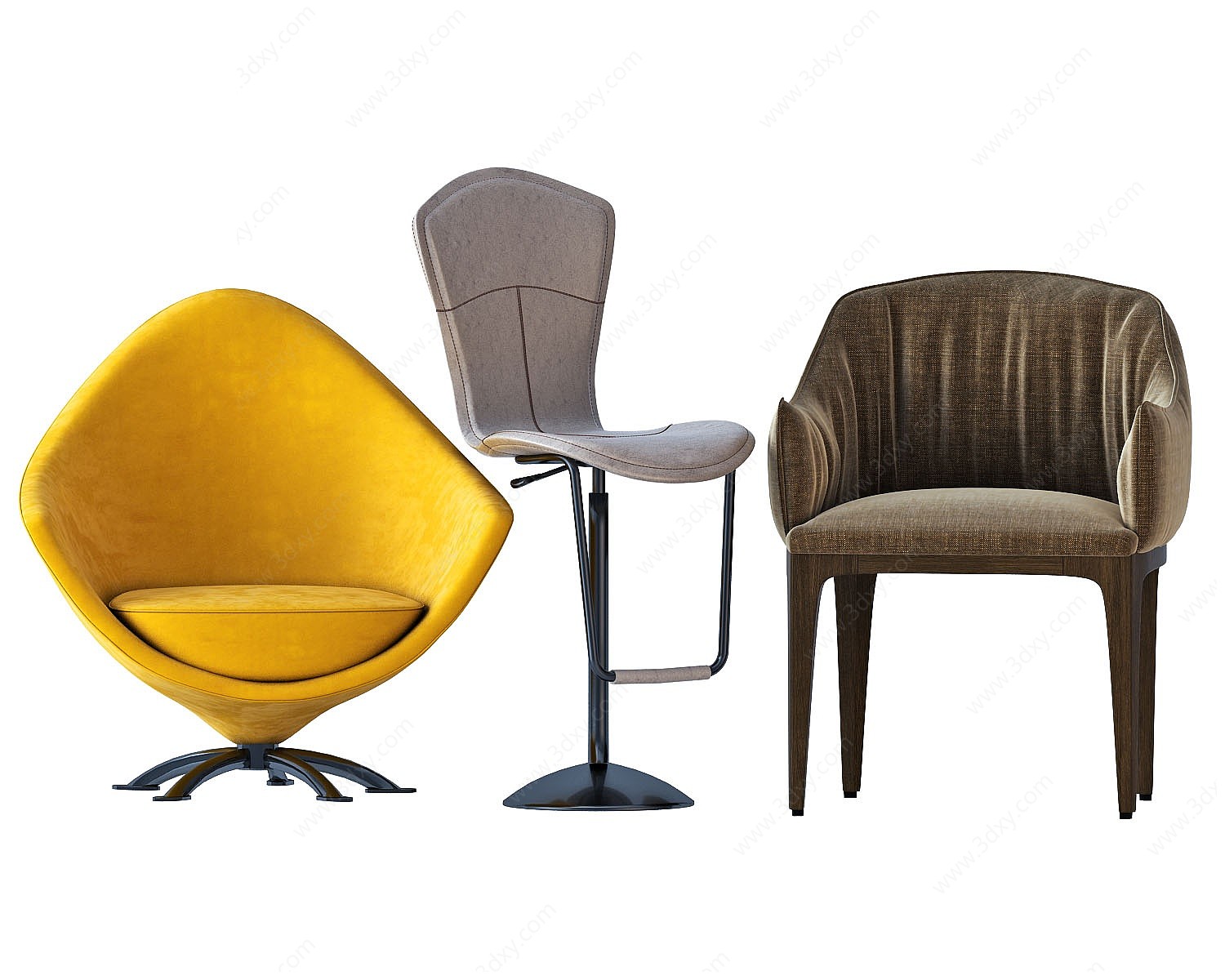 现代椅子组合3D模型