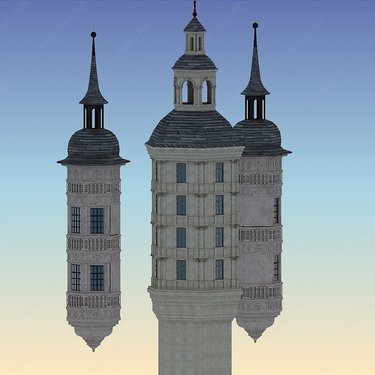 欧式古典构件建筑3D模型
