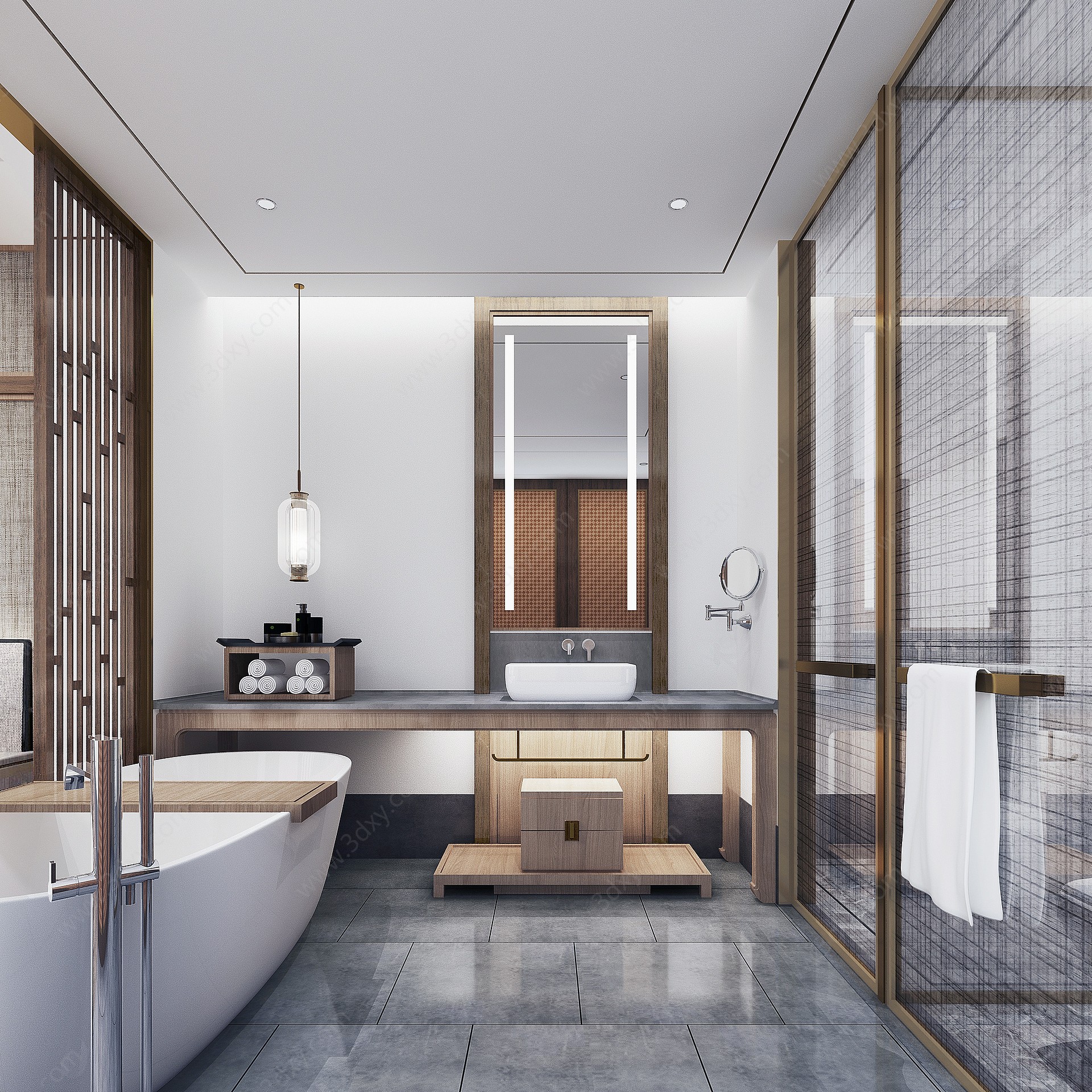 新中式酒店客房卫生间3D模型