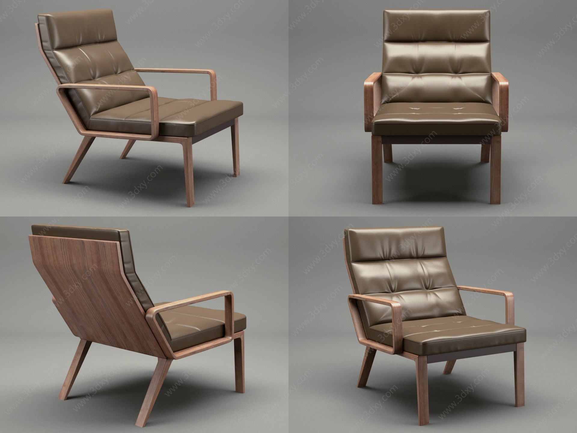北欧皮质沙发休闲椅3D模型