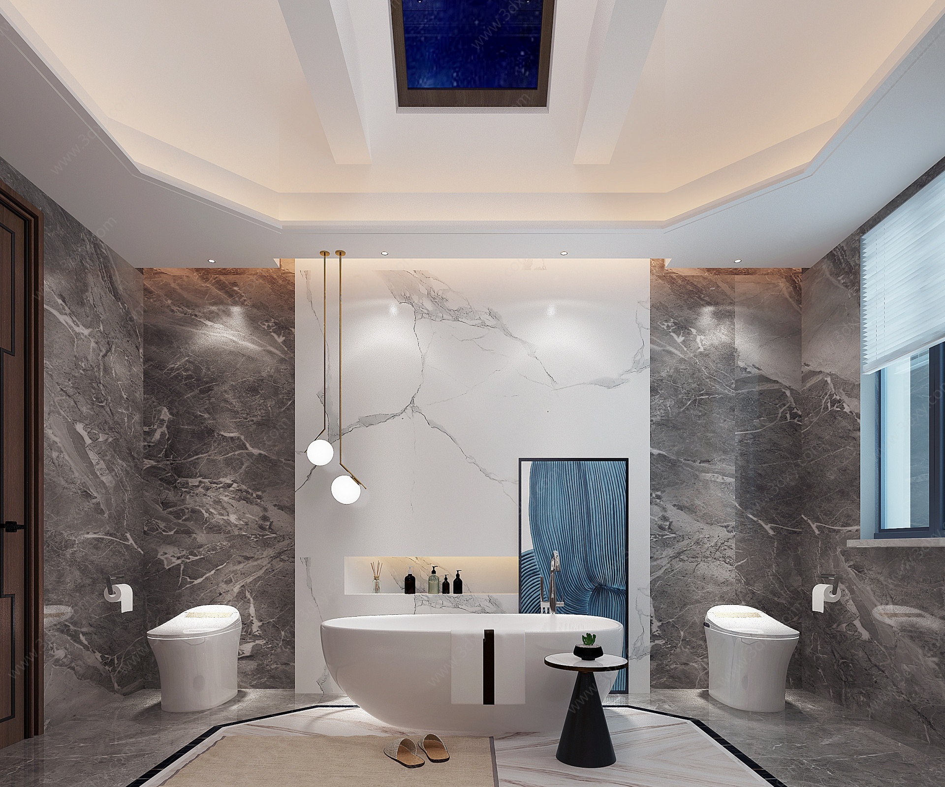现代酒店卫生间浴室3D模型