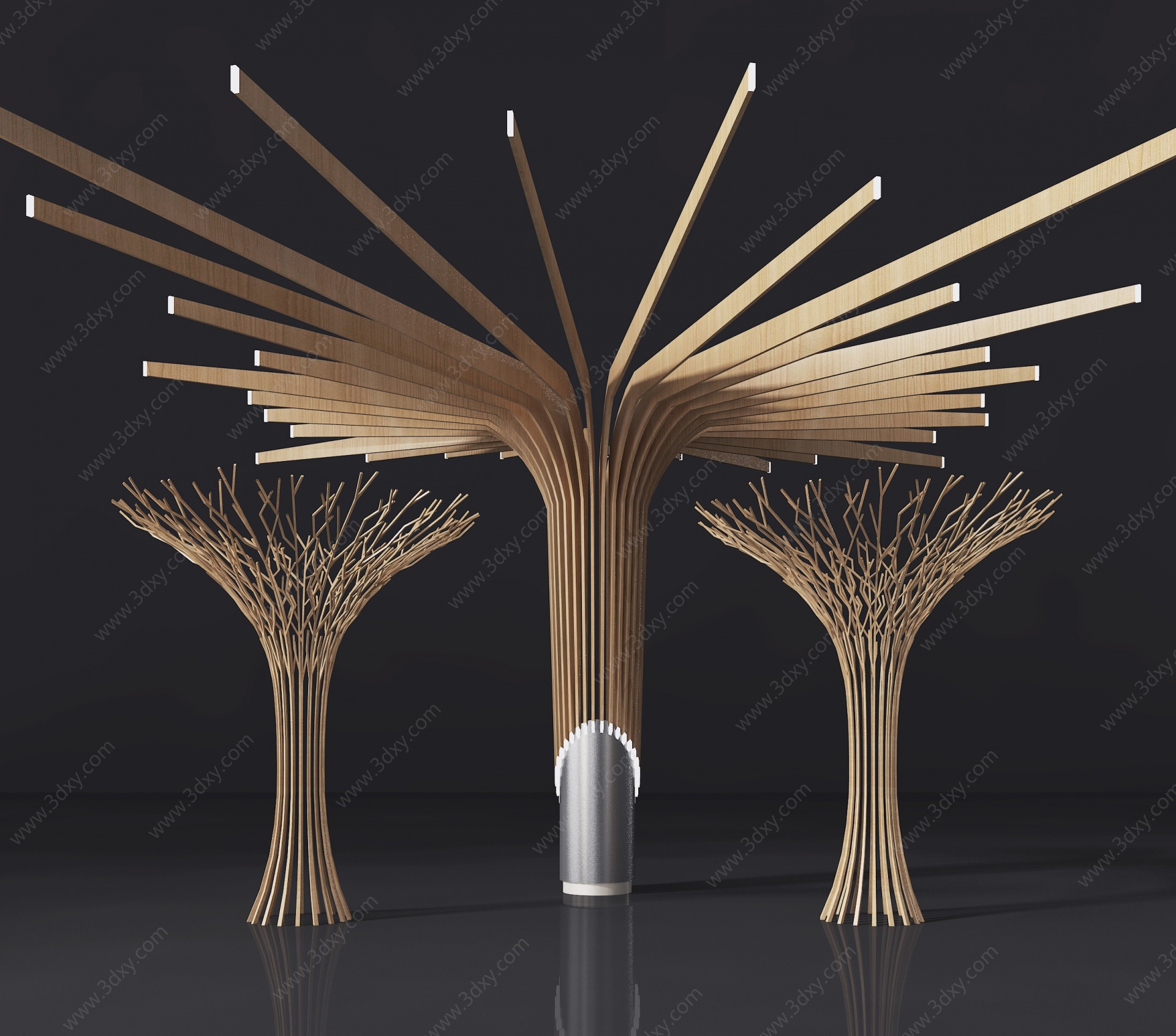 现代树造型雕塑3D模型