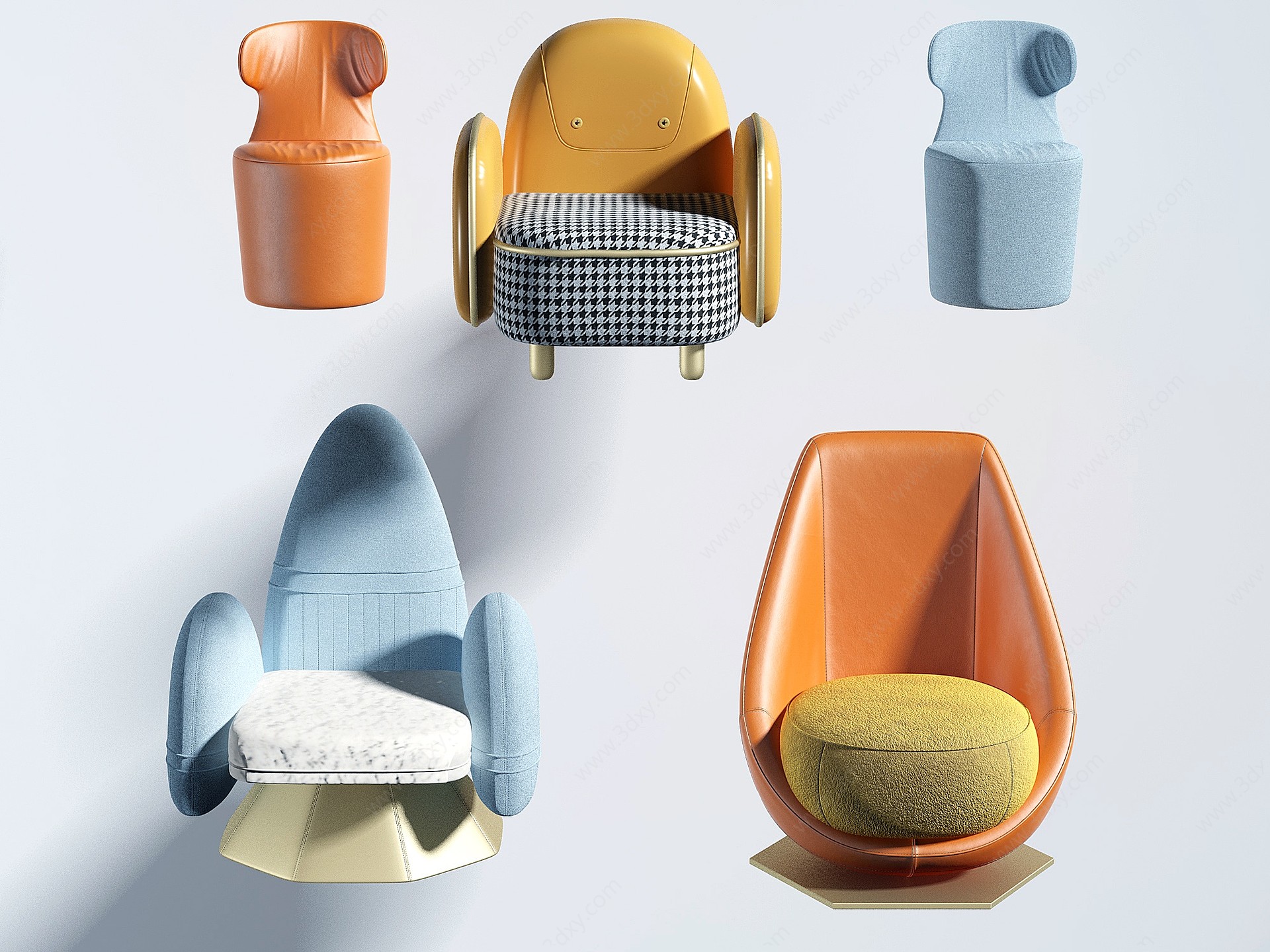 现代单人儿童沙发座椅3D模型