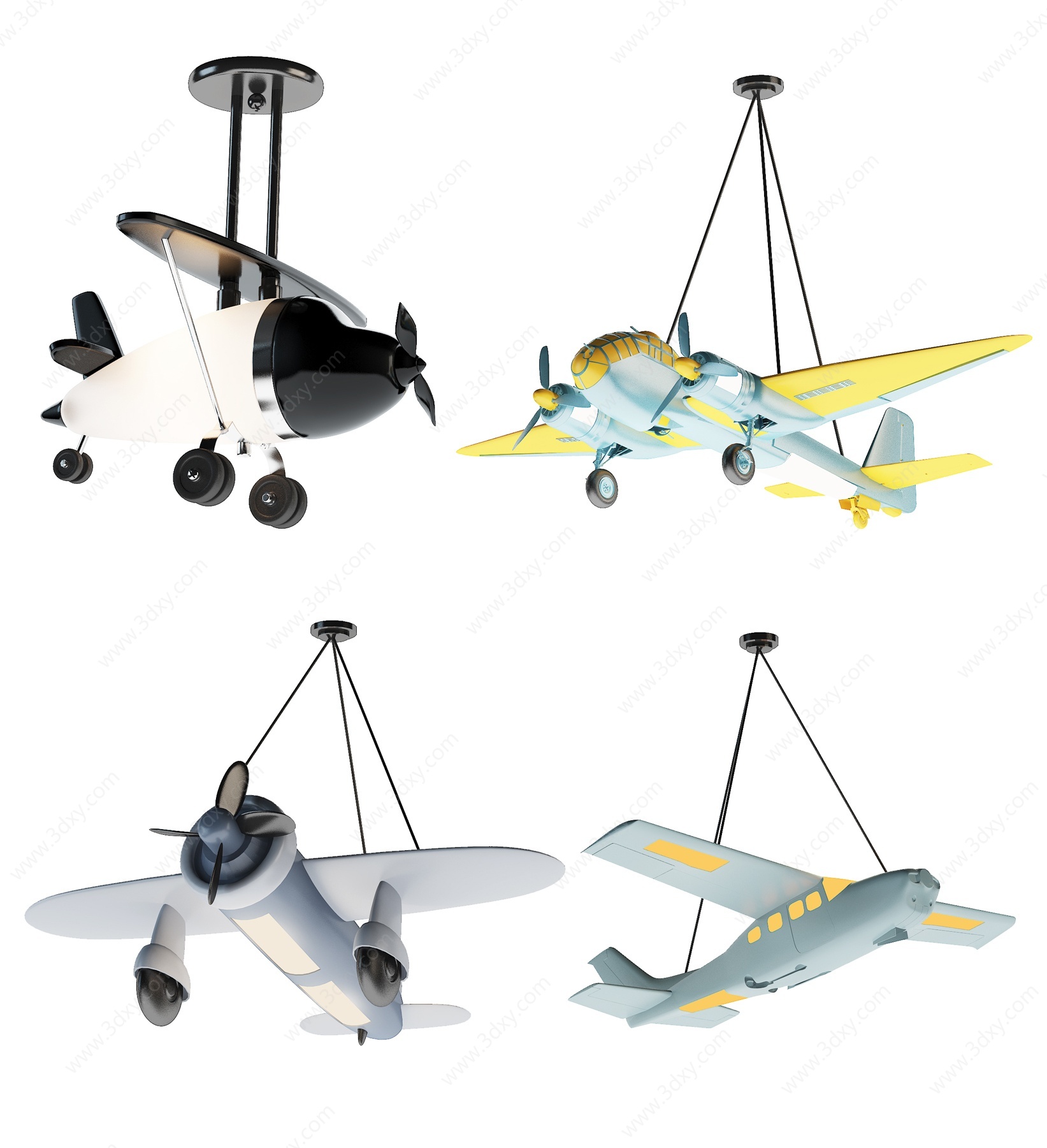 现代儿童飞机吊灯3D模型