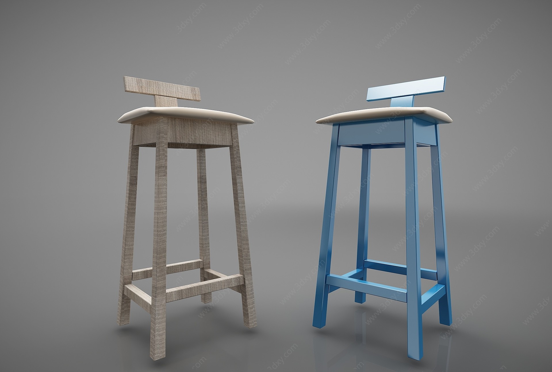 新中式风格吧椅3D模型